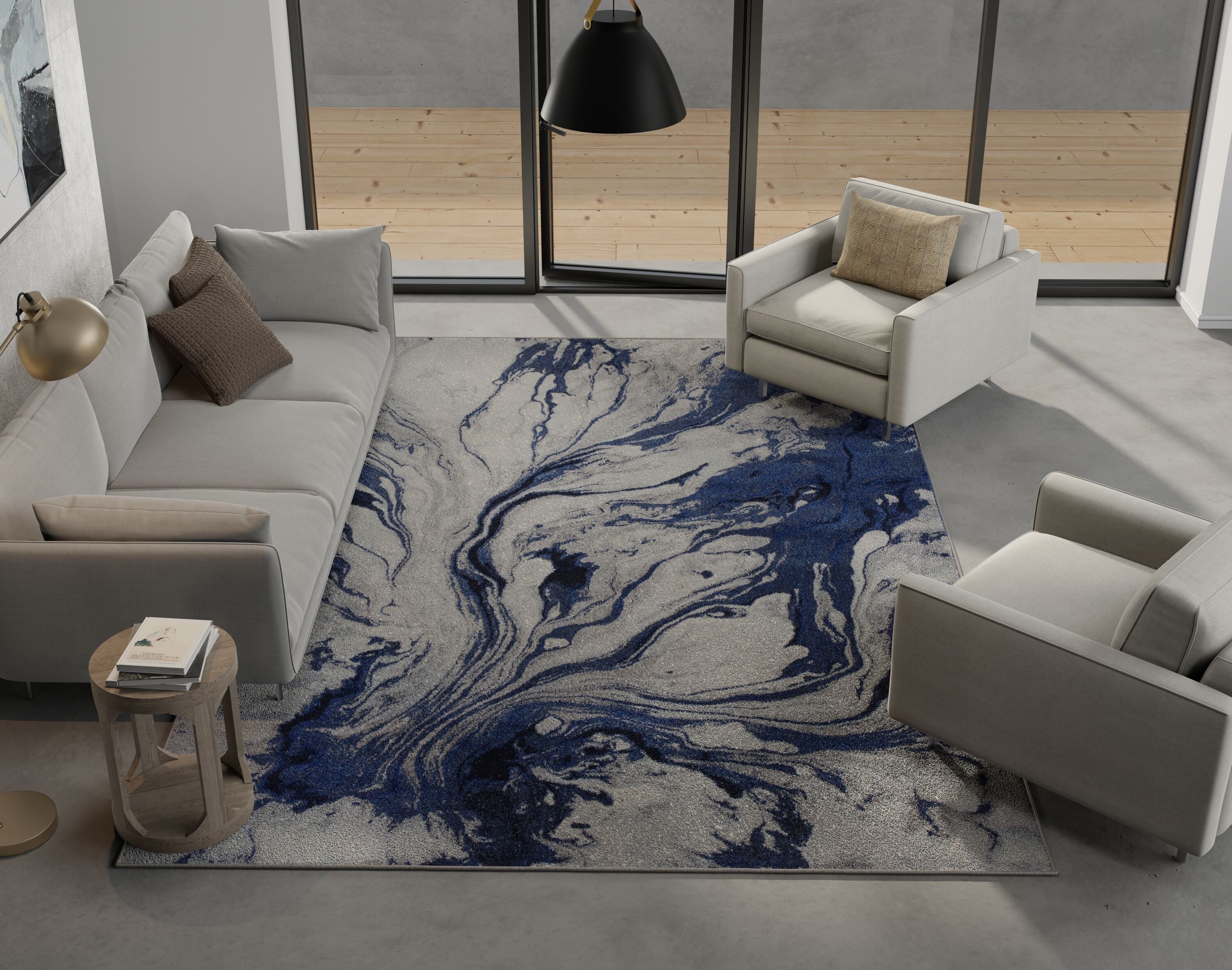 Everyday Woven EVE6202910X132 Oquirrh 10 x 14 (ft) Polypropylene Grey Rectangular Indoor Floral/Botanical Mid-Century Modern Area rug