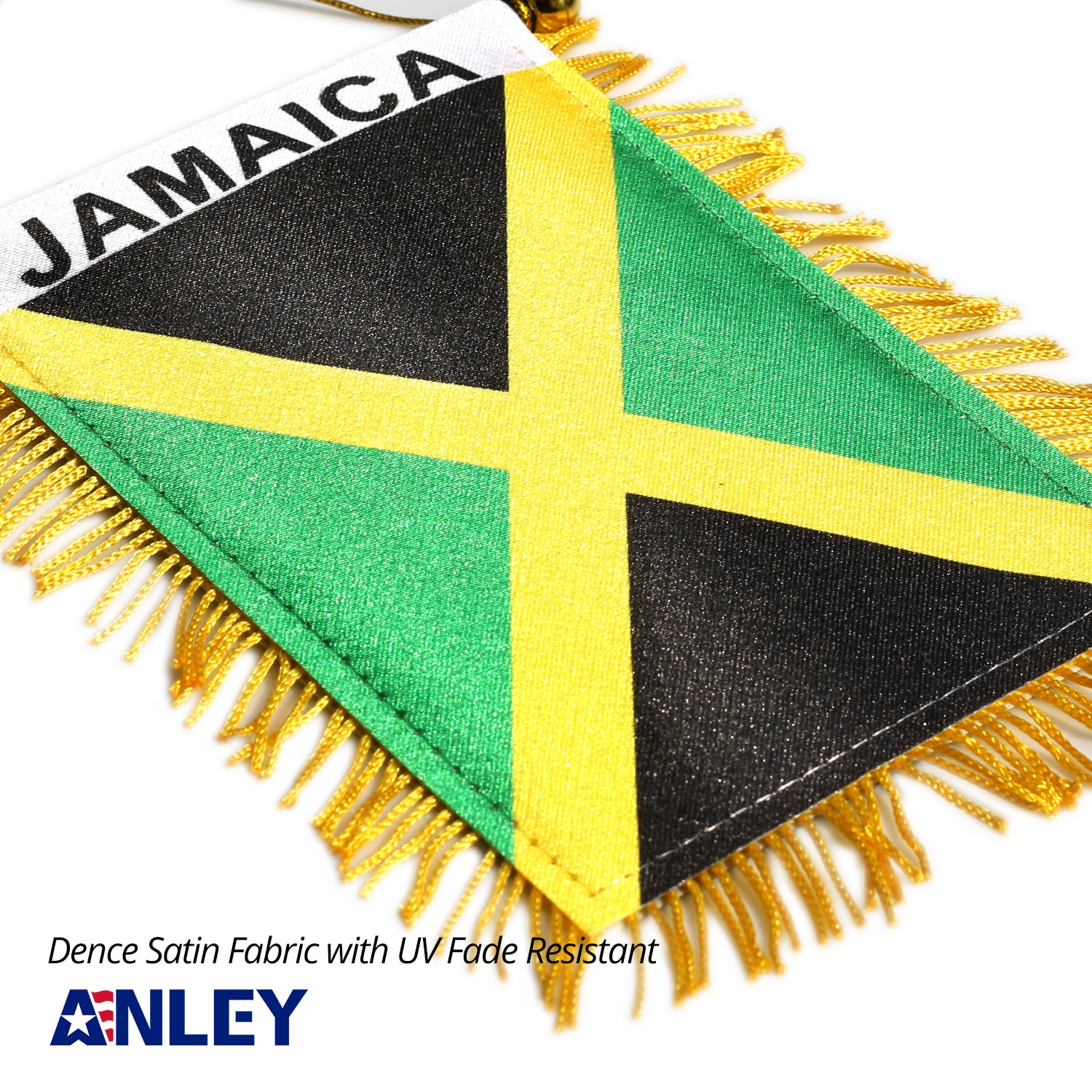 Jamaica 4" x 6" Fringed Gold and Green Hanging Flag