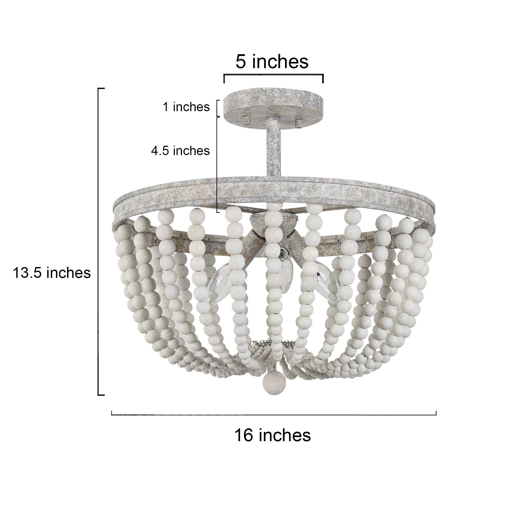 LNC Bohemian 3-Light Distressed White LED Semi Flush Mount Light in the ...