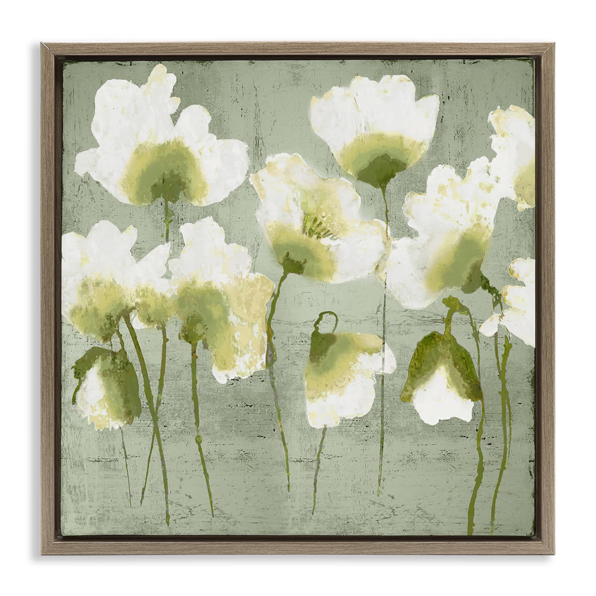 Stupell Industries BS-556-FFE-24X24 Charming Flower Impressions Brown Framed Floater Canvas Wall Art By Vanessa Austin 25 x 25