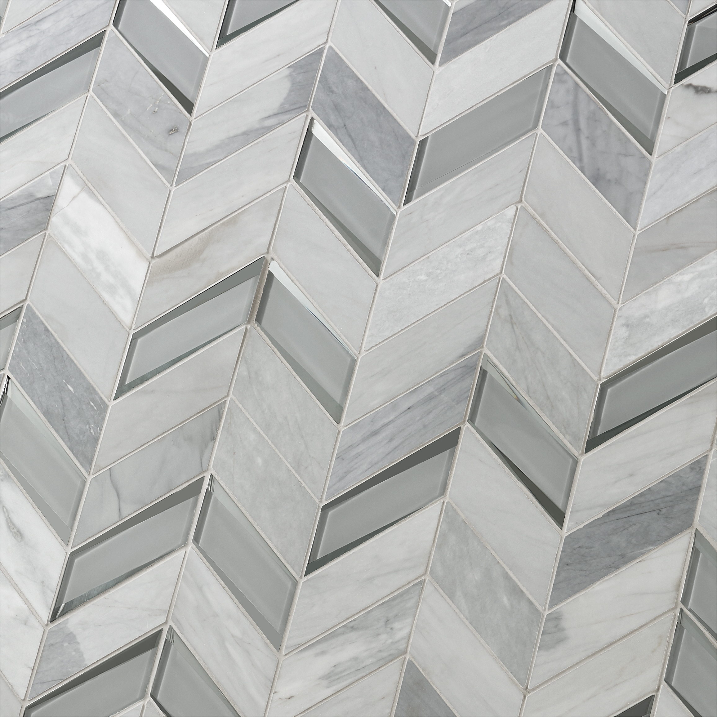 Verona Polished Gray Marble Chevron Mosaic Tile
