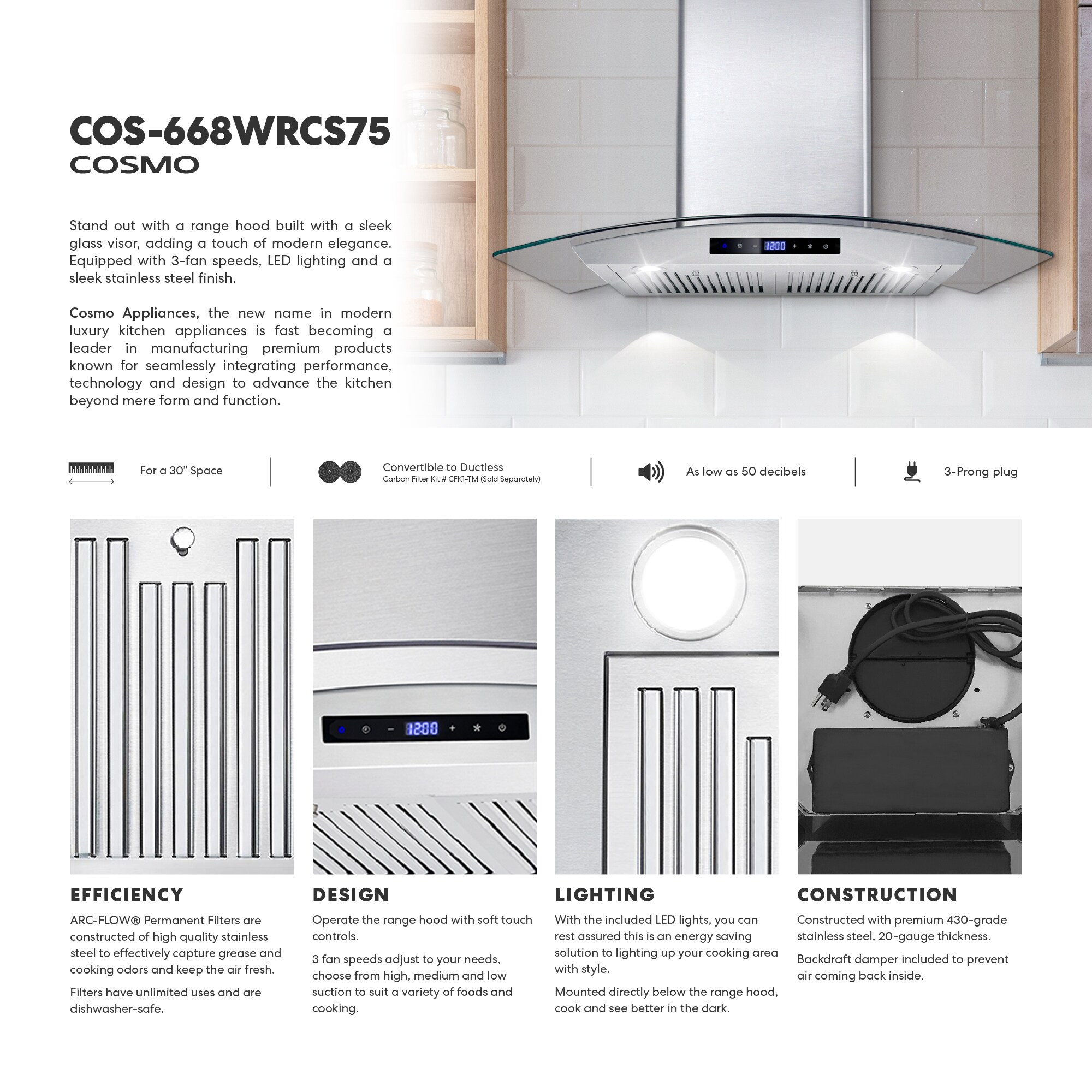 Cosmo COS-668WRCS75 Wall-Mounted-Range-Hoods - View #4