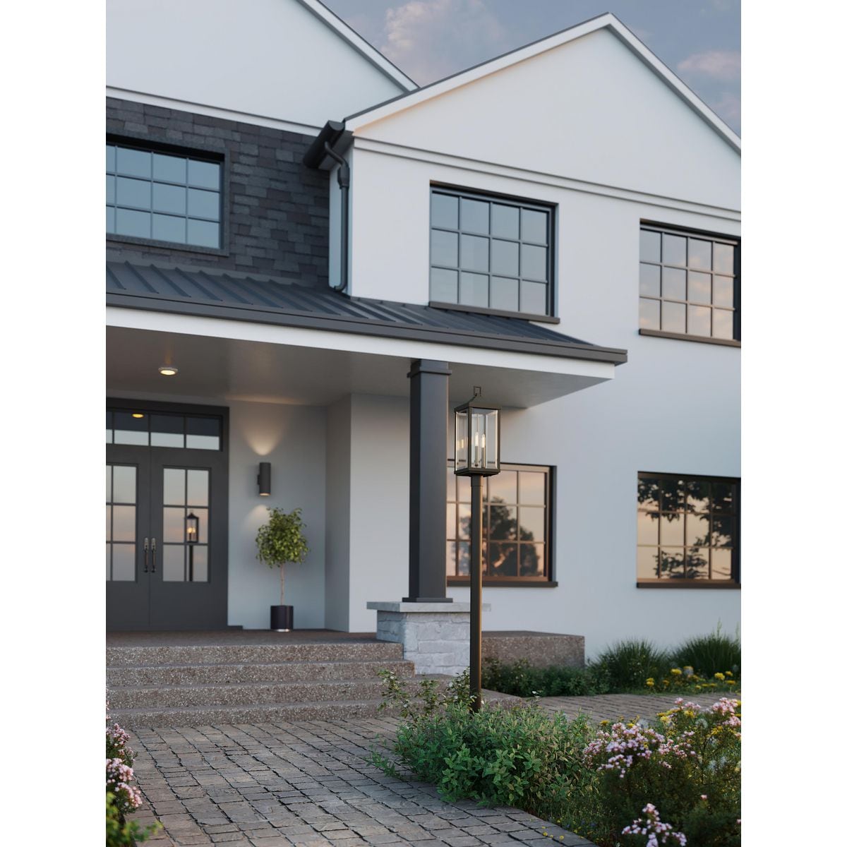 Elegant 18" Dimmable Black & Bronze Outdoor Wall Cylinder
