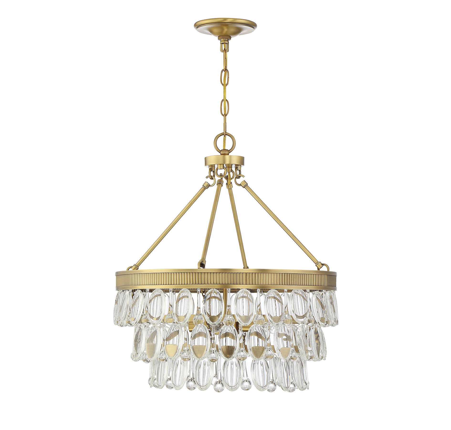 Windham Warm Brass Crystal LED Pendant with Polished Nickel Accents