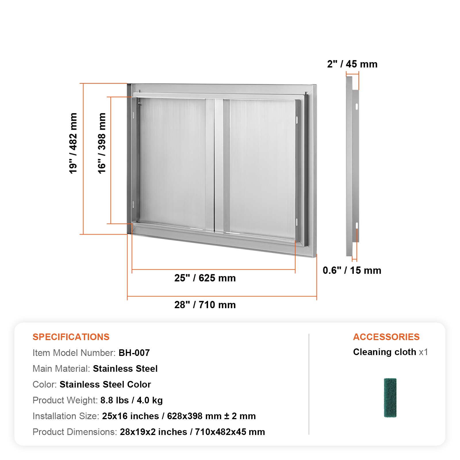 VEVOR SMABSCJMYS28PNV9UV0 Builtin-Grill-Cabinet-Parts - View #10