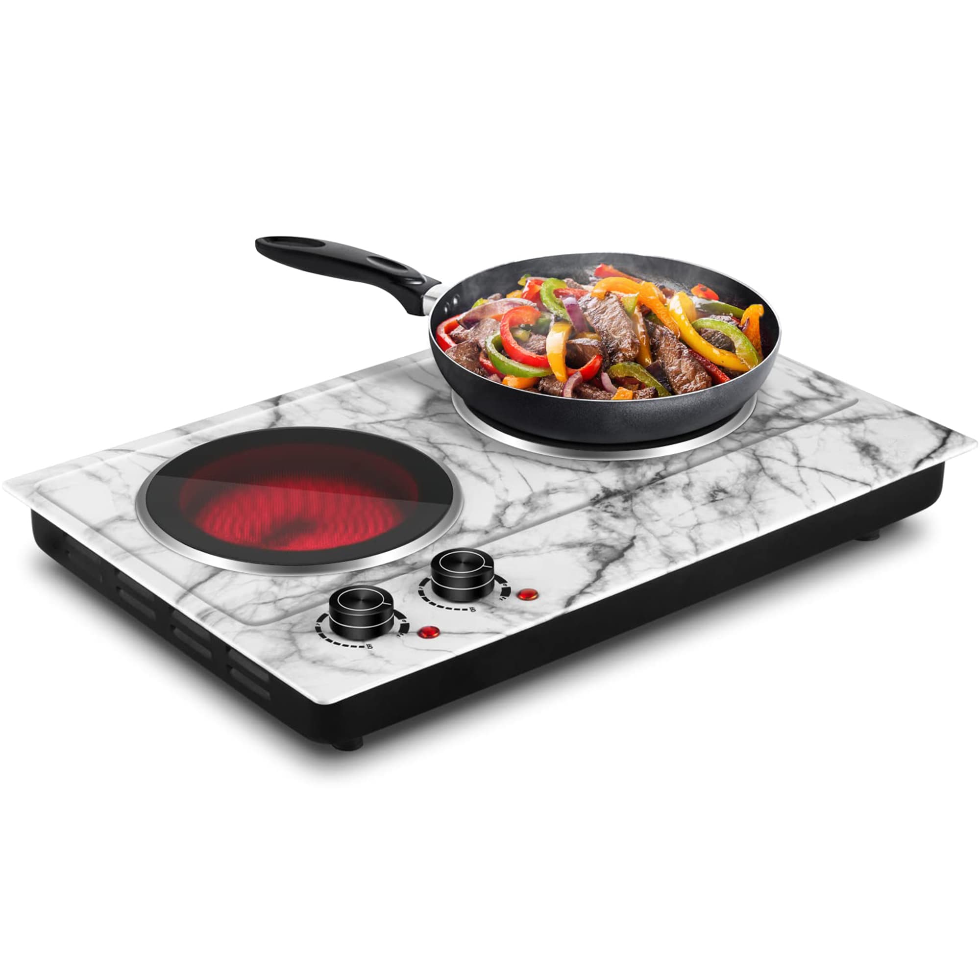 Cusimax GZCM0807 14.57-in Stainless Steel Smooth Surface 2 Burners Electric Hot Plate