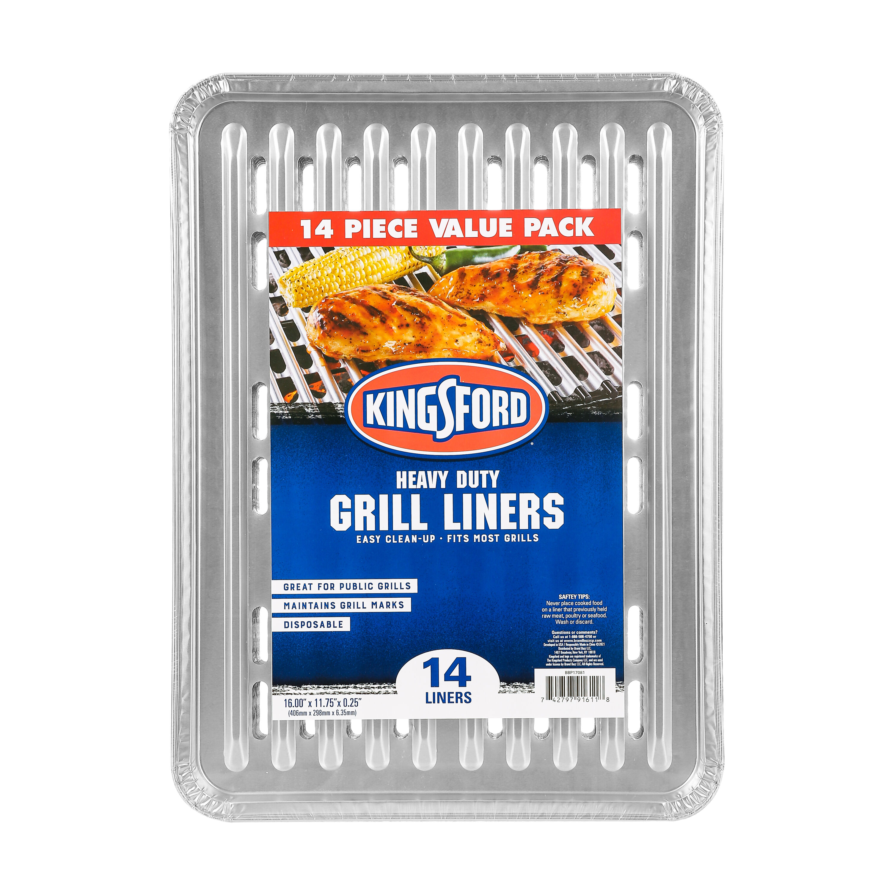Kingsford BBP17081 Extra Tough Grill Liners Aluminum Non-Stick Grate liner