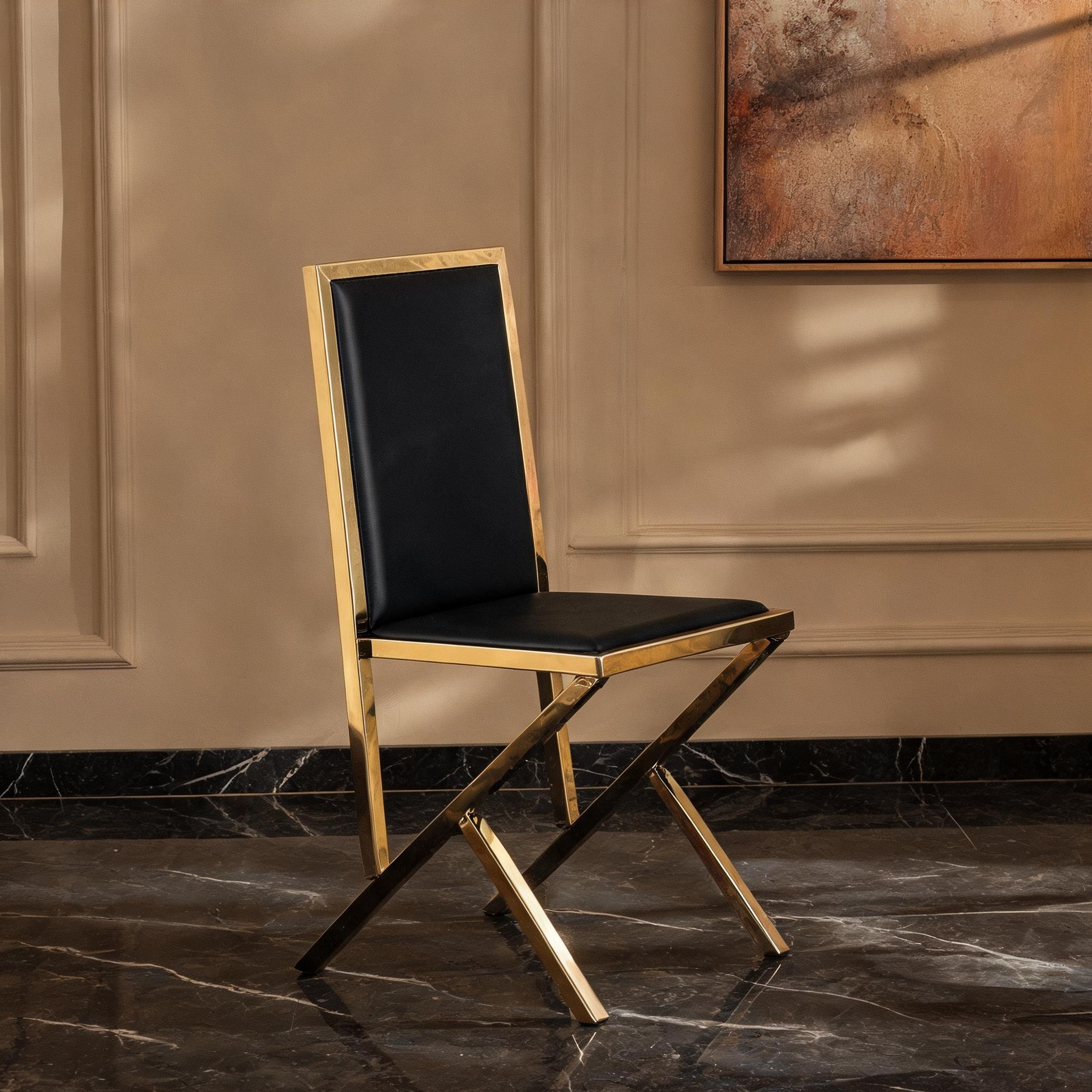 Naturefalls Dining Chairs Set of 4 Black PU Leather Upholstered Seats ...