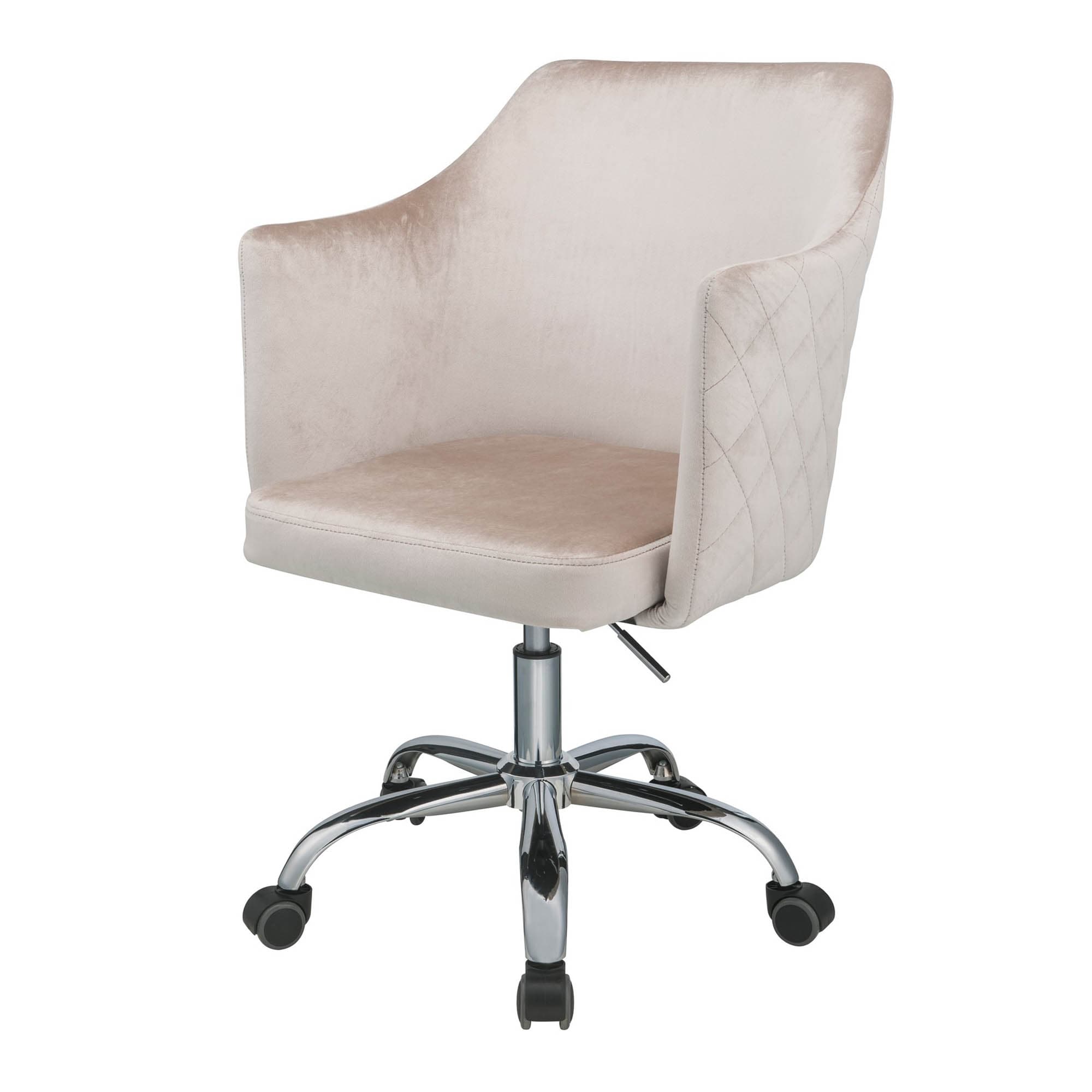 Benzara BM194305 Beige and Silver Contemporary Adjustable Height Swivel Upholstered Executive Chair