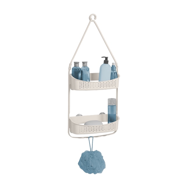 Bath Bliss Cream Plastic 2-Shelf Hanging Shower Caddy 4.33-in x