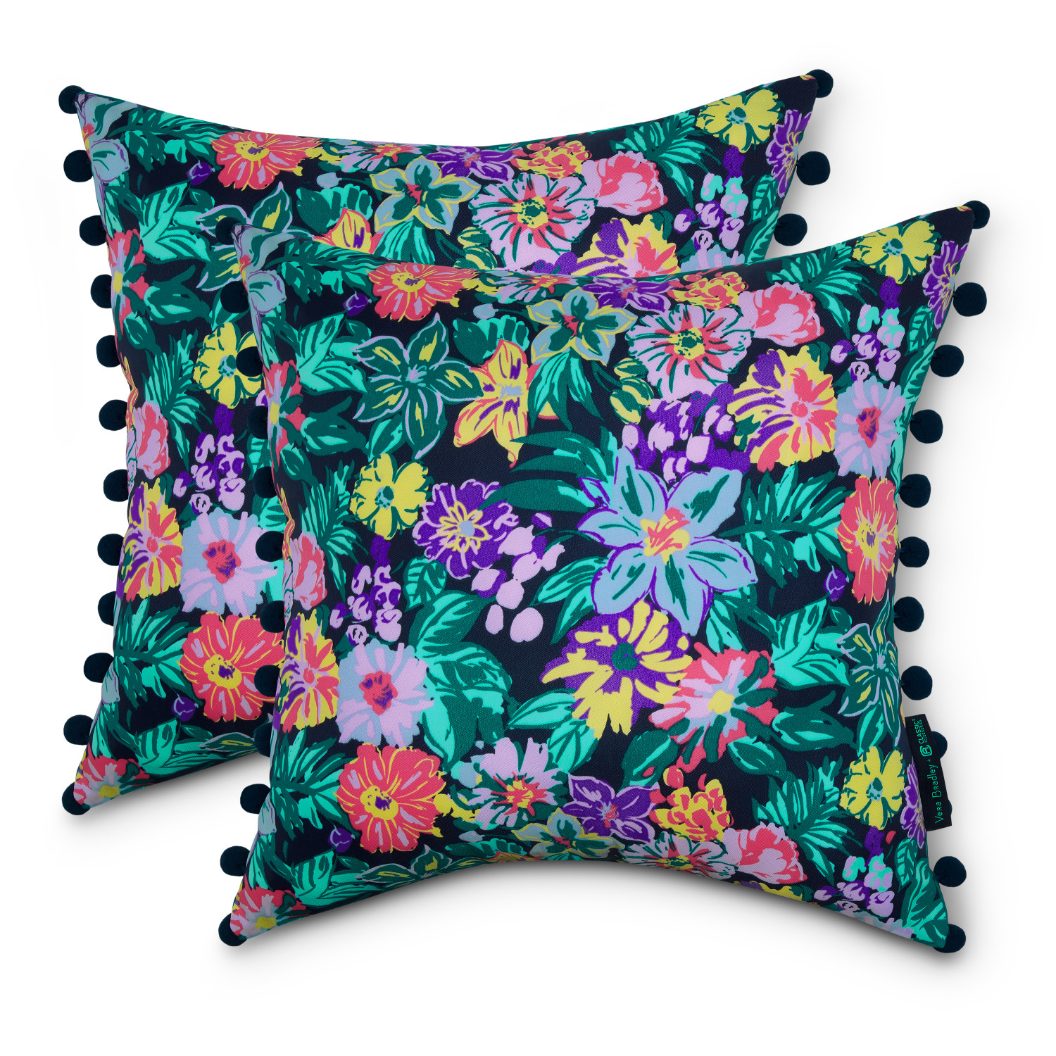 Classic Accessories 50-133-013401-PL 2-Pack Floral Happy Blooms Square Throw Pillow
