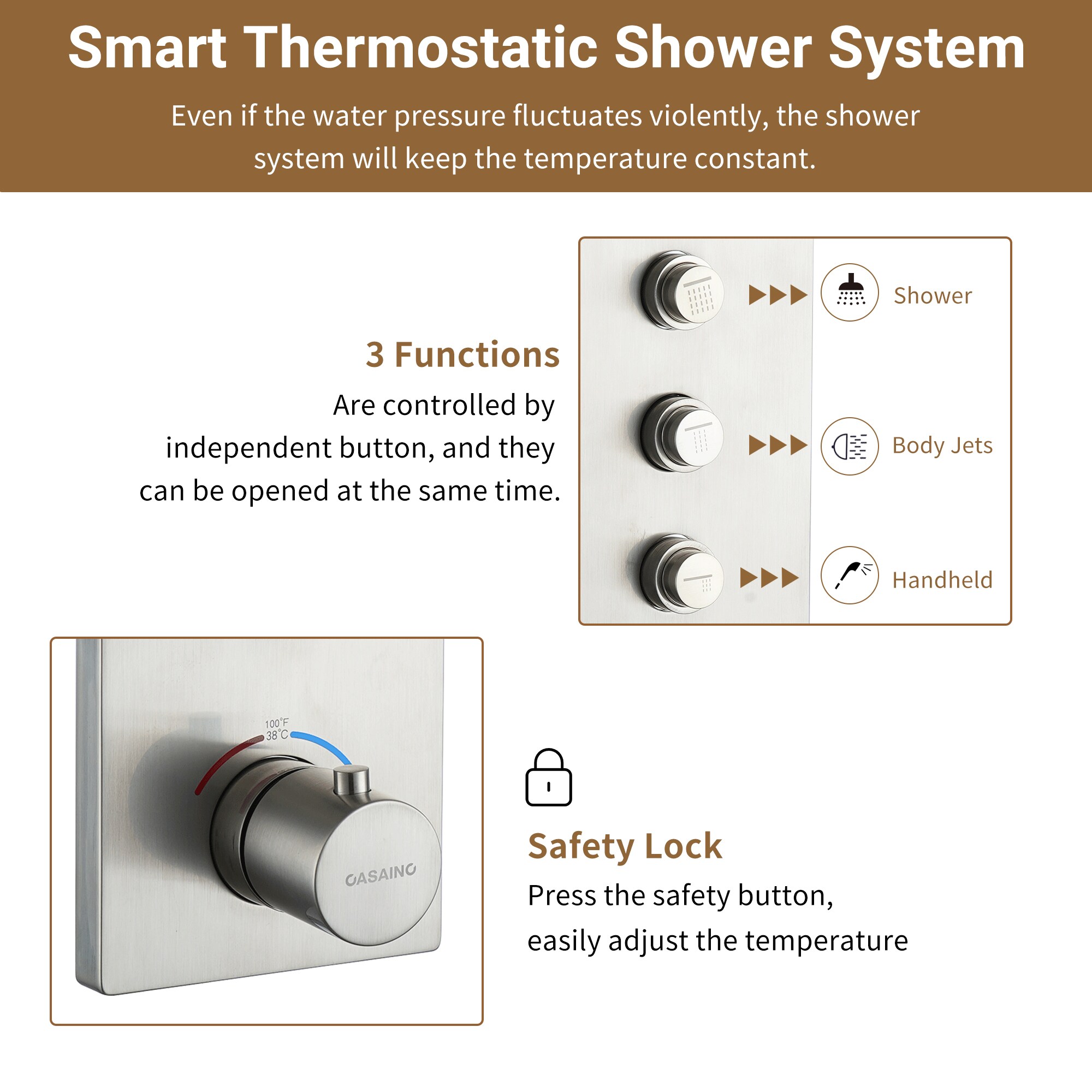 WELLFOR NP93108BN Showerhead-Bar-Panels - View #6