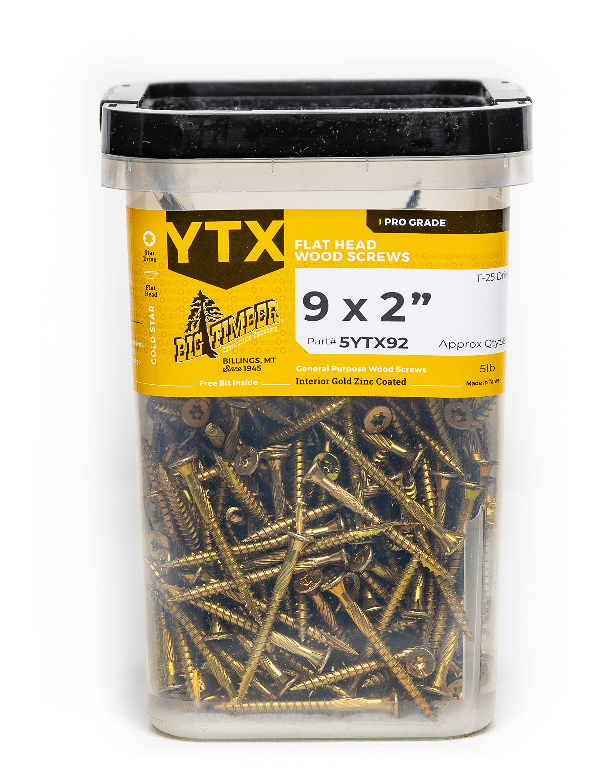 Big Timber Timber Yellow Zinc Star Drive Flat Head Wood Screws in the ...