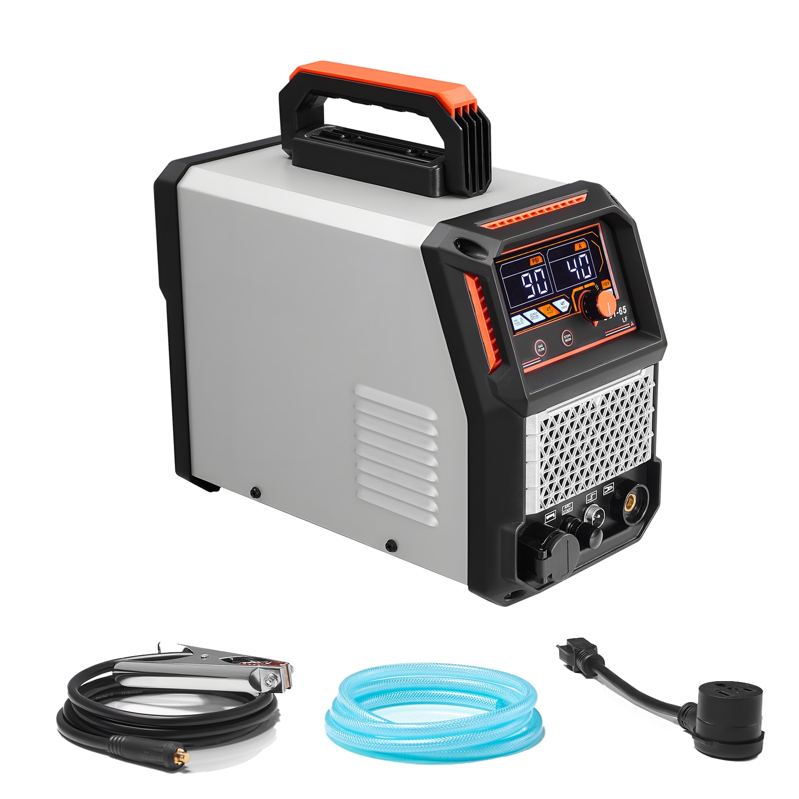 Mecale 65A Dual Voltage 3/4-in Cut Non-Touch Pilot Arc IGBT Plasma Cutter with Digital Display Black Silver