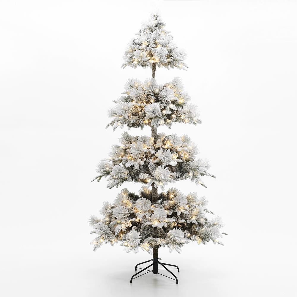 LuxenHome WHAP2055 7.5-Feet Pre-lit Artificial Christmas Tree with White LED Lights