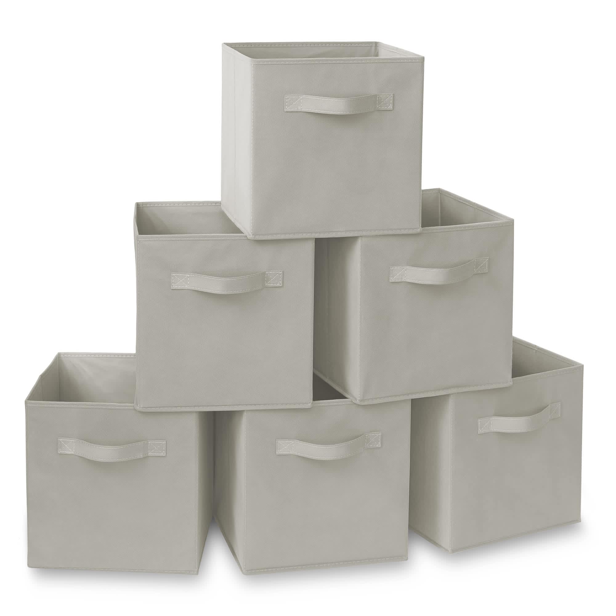 Casafield HOM-STO-6CC-LTGRY (Set of 6) Collapsible Fabric Cubes - 11-in Storage Bins - Light Gray
