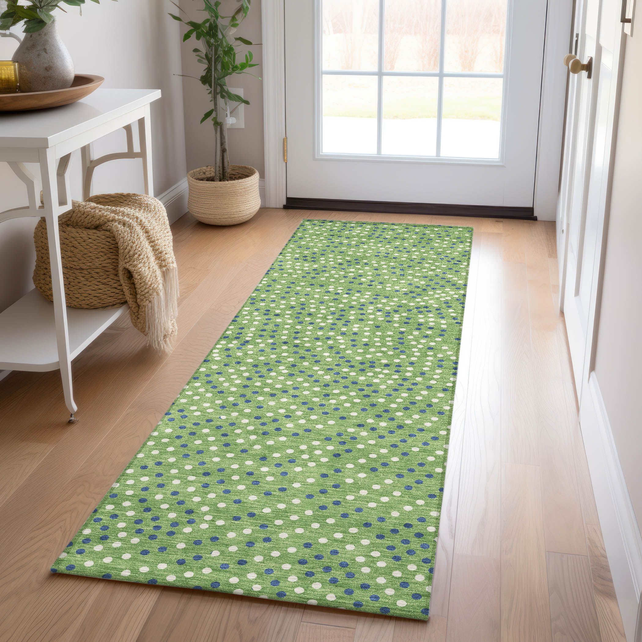 Addison Rugs ACN1021GE2X8 Chantille ACN1021GE 2 x 7 (ft) Polyester Green Rectangular Indoor/Outdoor Geometric Machine washable Runner rug