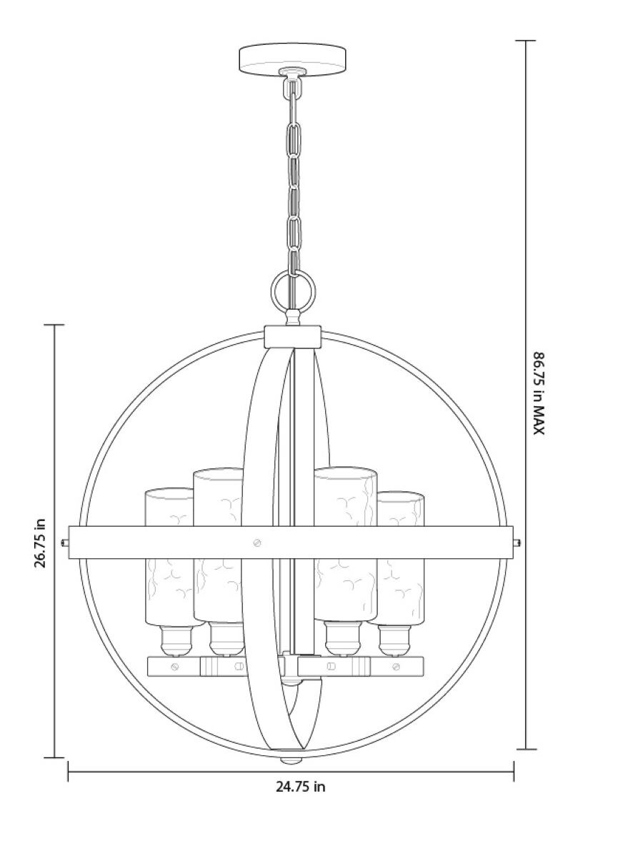 Litex Ozark 4-Light Bronze Transitional Dry rated Chandelier