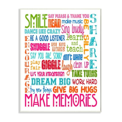 Design by Artist Erica Billups Stupell Industries Smile Make Memories Rainbow Wall Plaque 13 x 19 