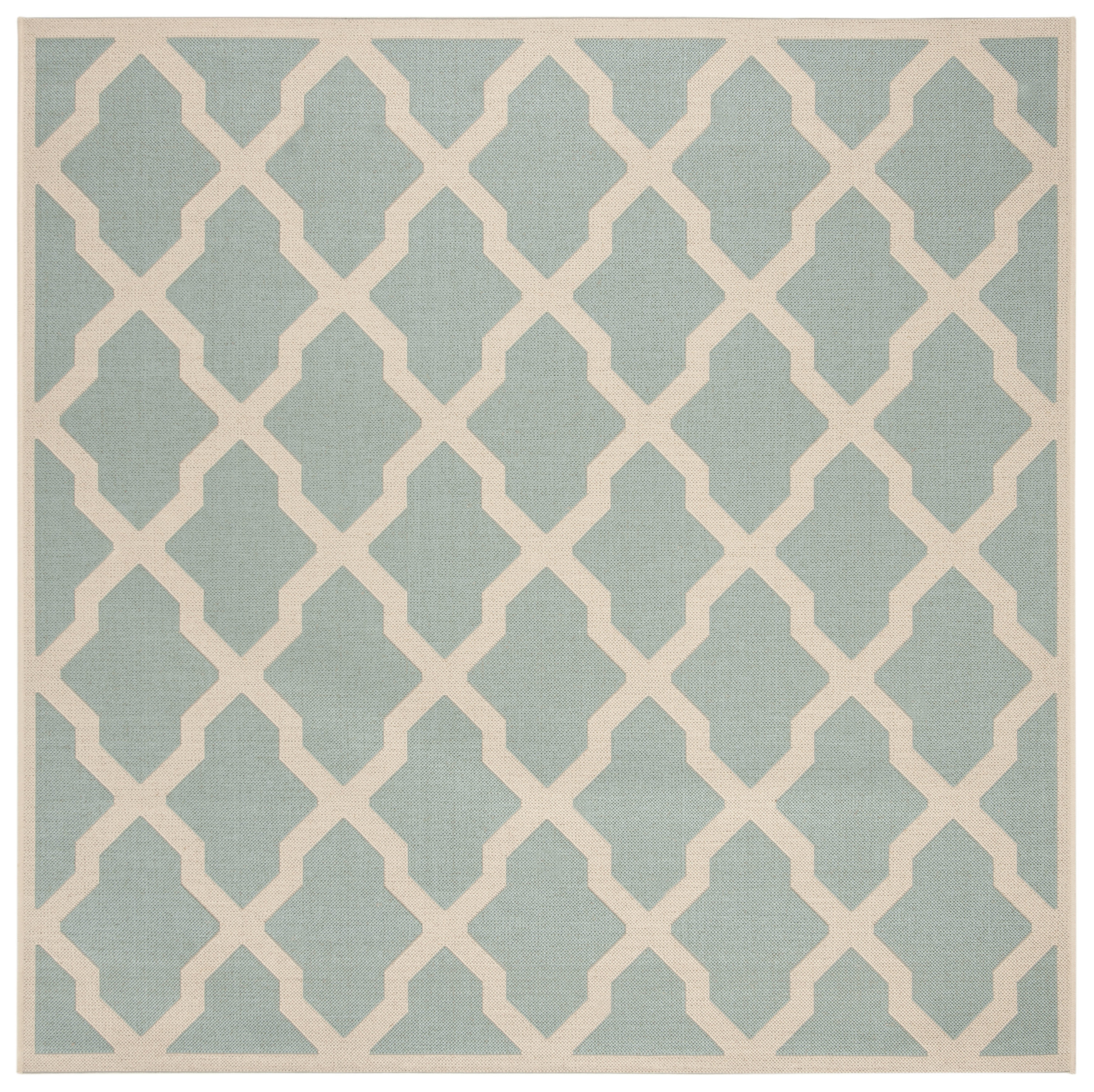 Safavieh LND122K-6SQ Linden Adamantini 7 x 7 (ft) Loomed Polypropylene Aqua/Cream Square Indoor Trellis Bohemian/Eclectic Area rug