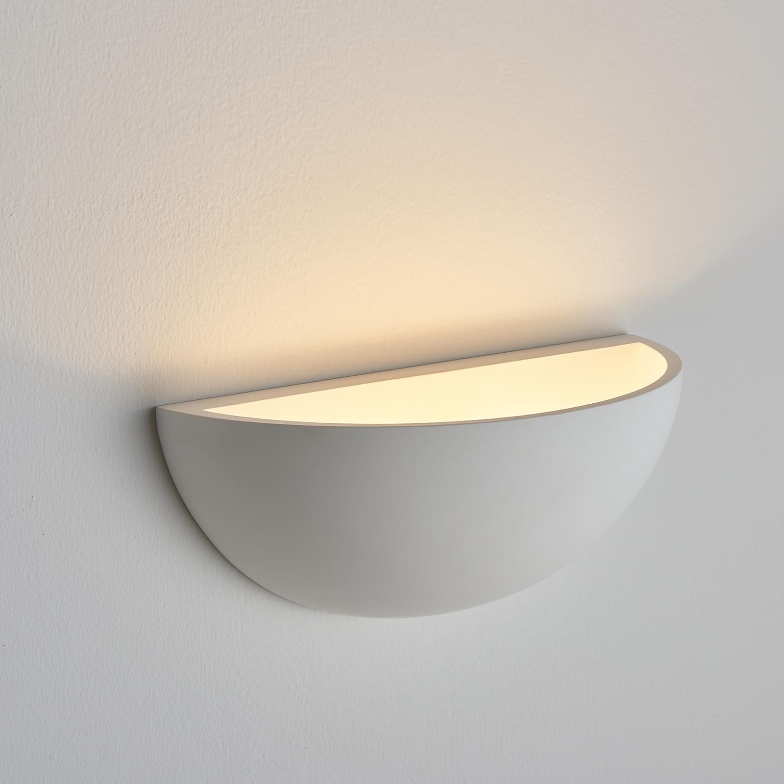 Fanbulous Repaintable Hardwired Gypsum Wall Sconce Half-sphere Minimalist G9 Light Fixture White Bedroom Living Room Hallway Decor