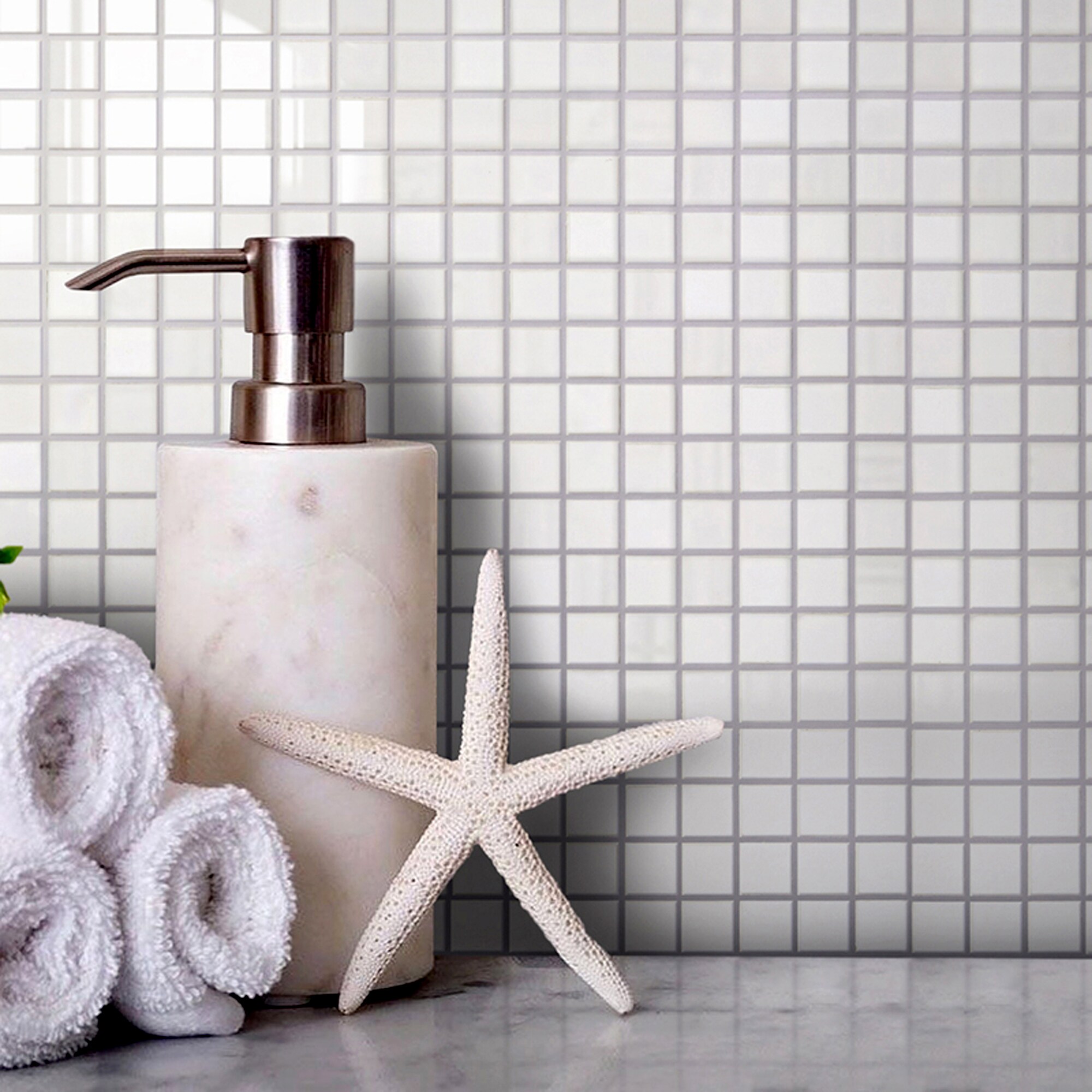 Apollo Tile Skosh Baby Powder White 11-1/2-in x 11-1/2-in Glossy Glass Uniform Squares Floor and Wall Tile (18.69-sq. ft/ Carton)