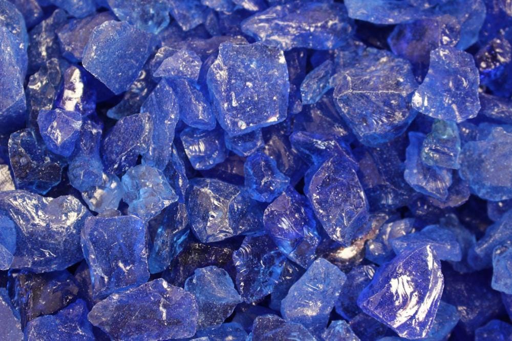 Exotic Glass Ocean Blue Fire In, Fire Pit Glass Rocks Purple