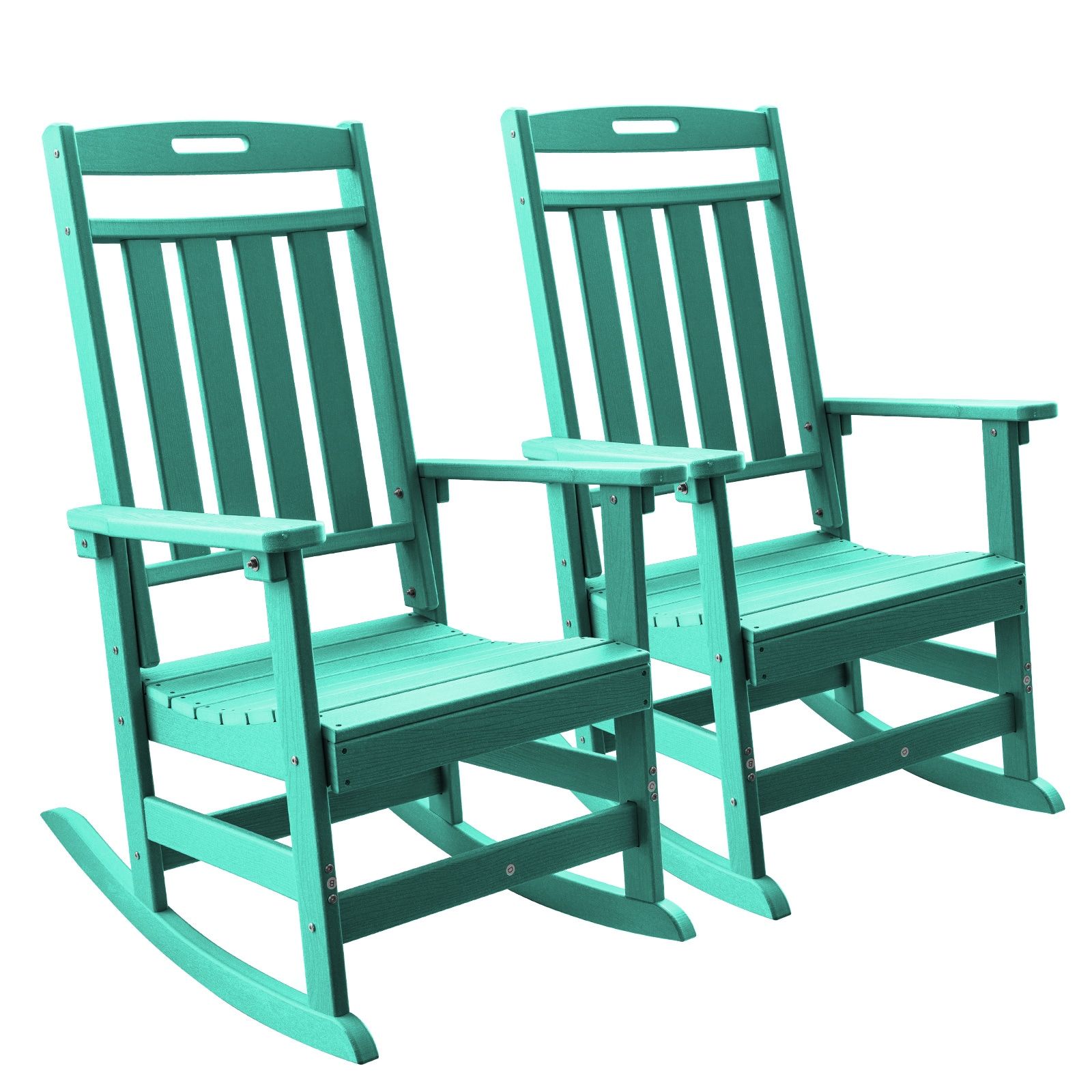 Upland YYRC-AB2 rocking chair Set of 2 Aruba Blue HDPE Frame Rocking Chair with Light blue Solid Seat