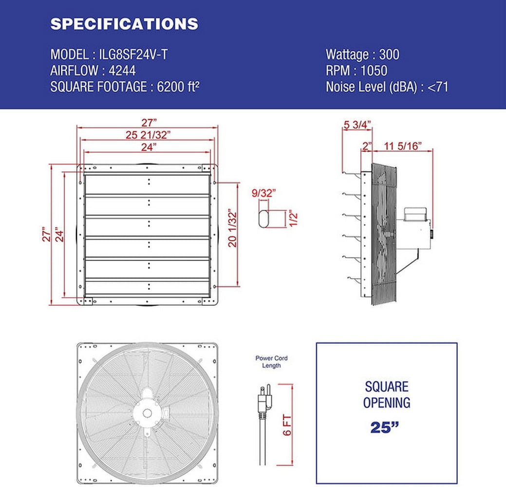iLIVING ILG8SF24V-T Wall-Mounted-Fans - View #9