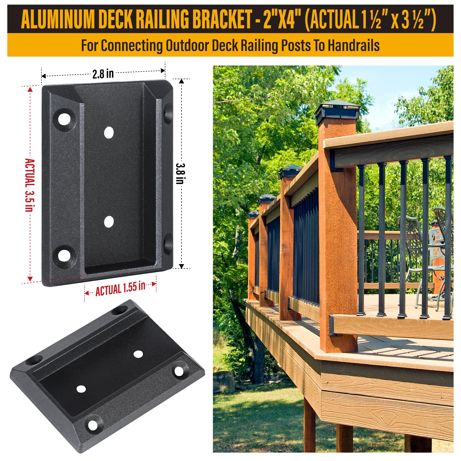 Aoibox Aluminum Alloy Deck Railing Post to Handrail Connector Brackets ...
