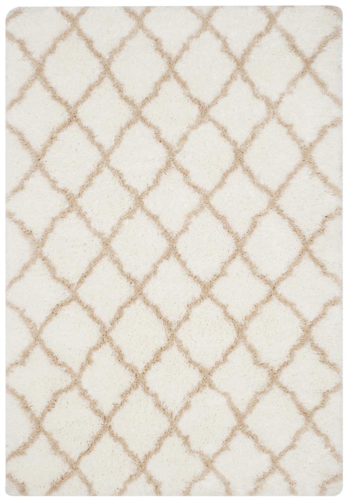Safavieh SGI322K-5 Indie Borasic Shag 5 x 8 (ft) Loomed Synthetic Ivory/Light Beige Rectangular Indoor Trellis Area rug