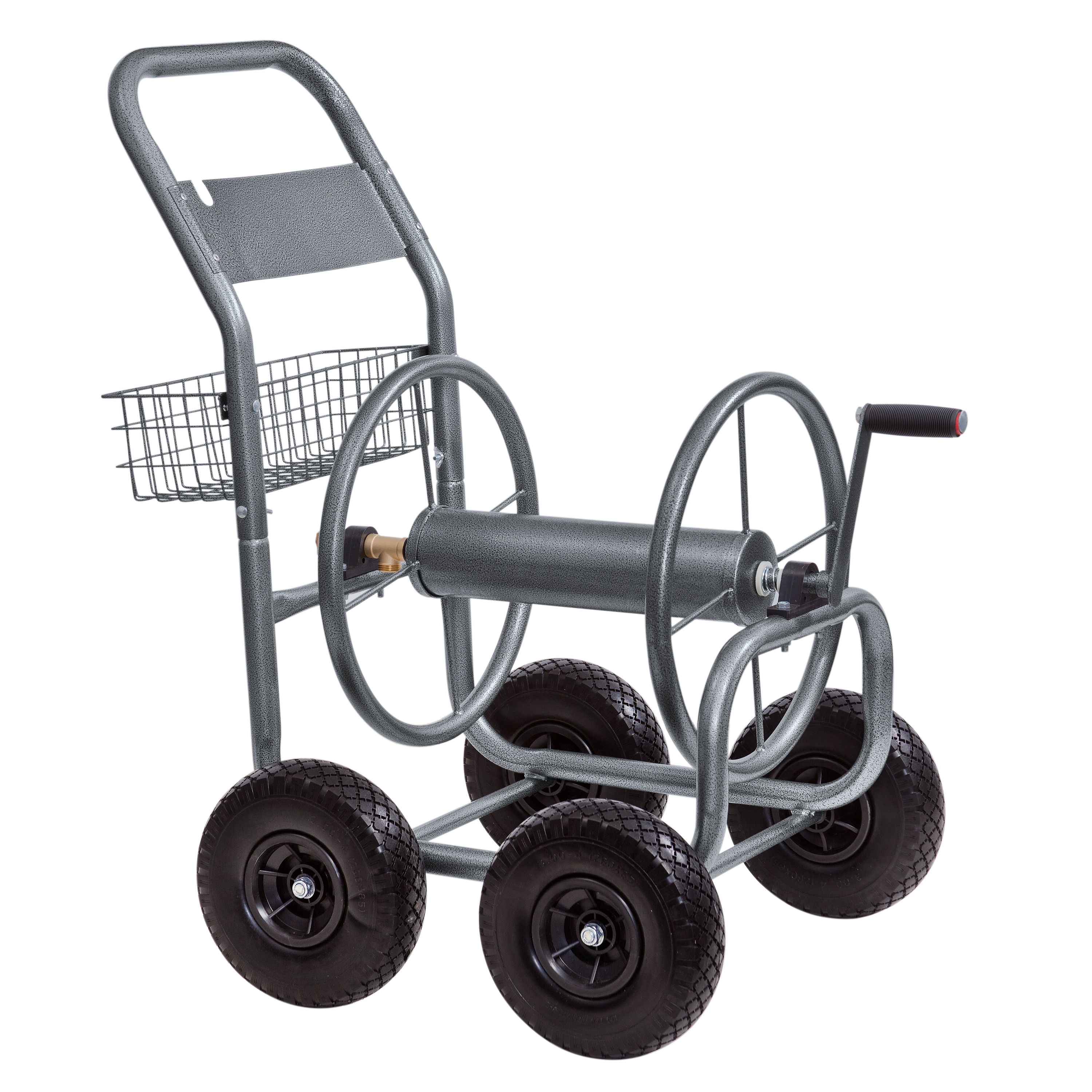 Liberty Garden Bronze Steel Cart Garden Hose Reel, Portable, 250ft