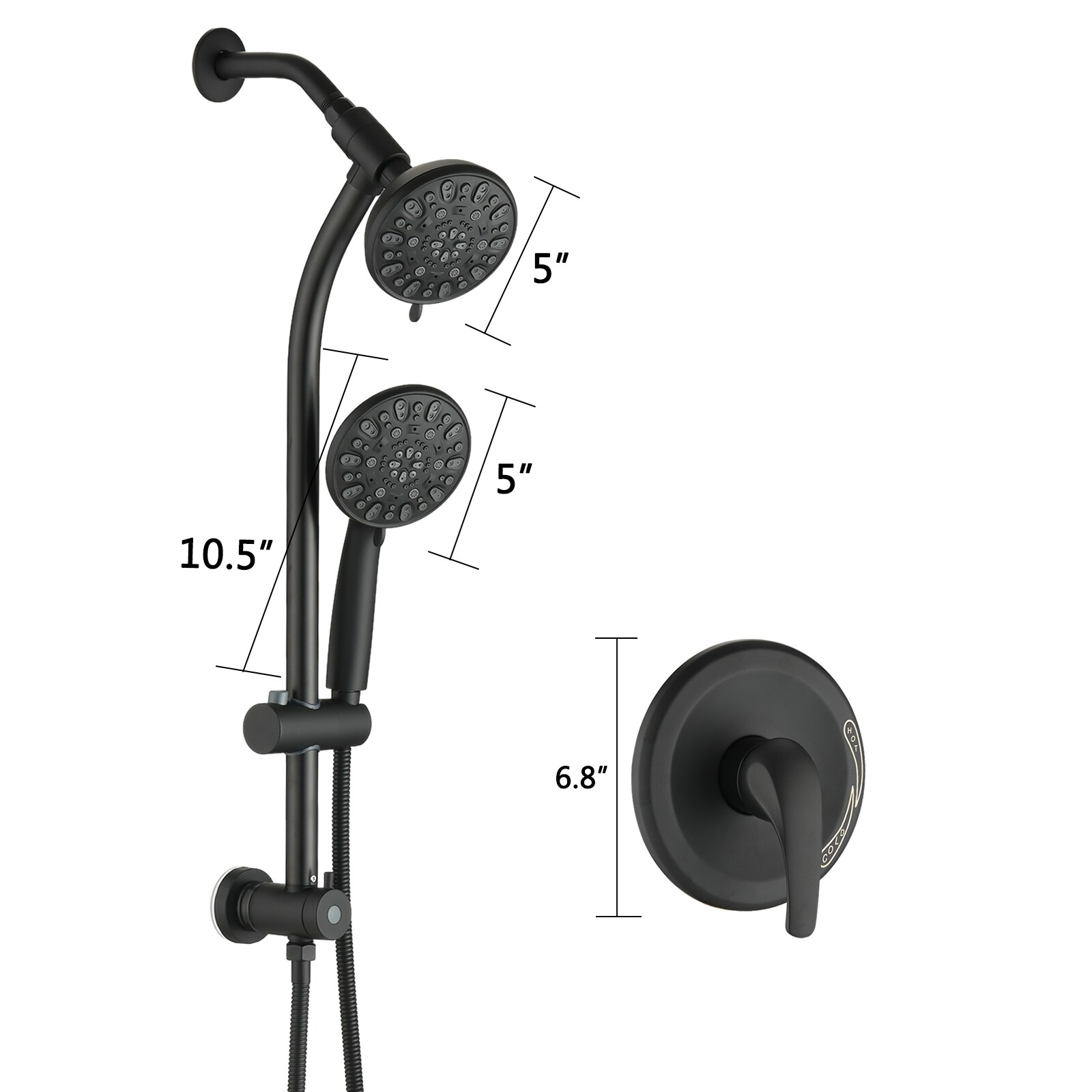Poinic YUR-SF001MB Showerhead-Bar-Panels - View #3