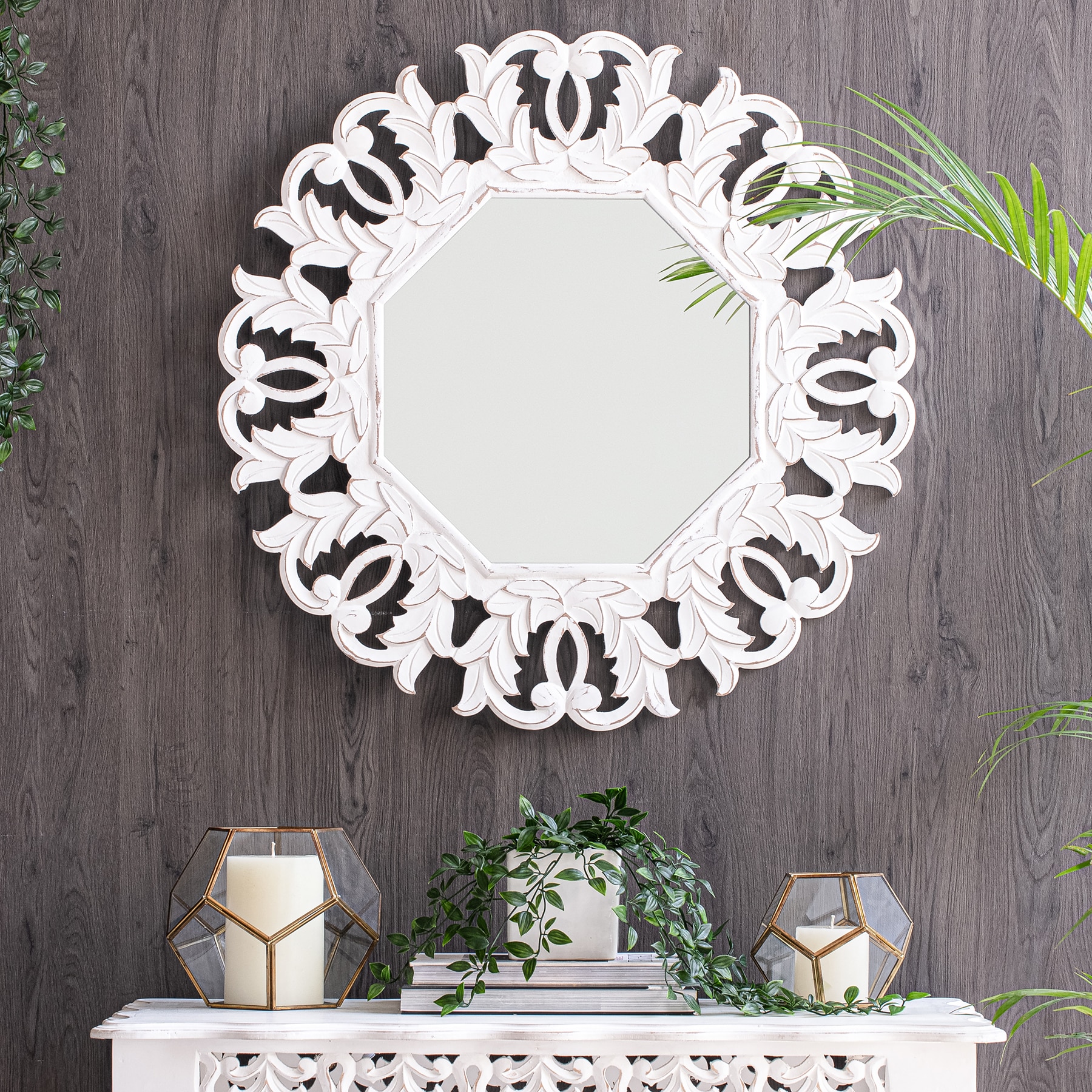 Habitat 30-in W x 0.65-in H Round White Framed Wall Mirror in the ...