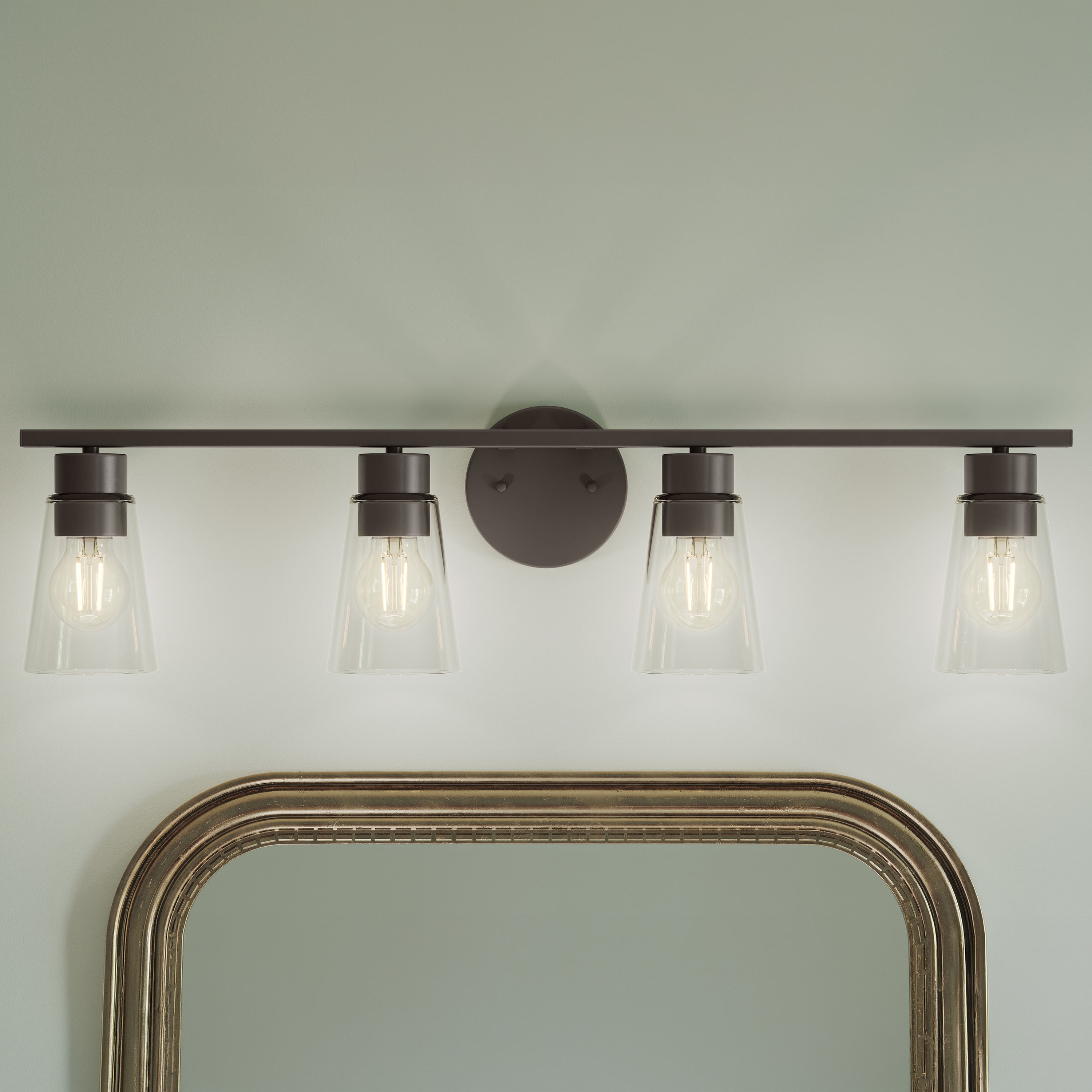 Kichler Stamos 31.25" 4-Light Vanity Light with Clear Glass in Olde Bronze