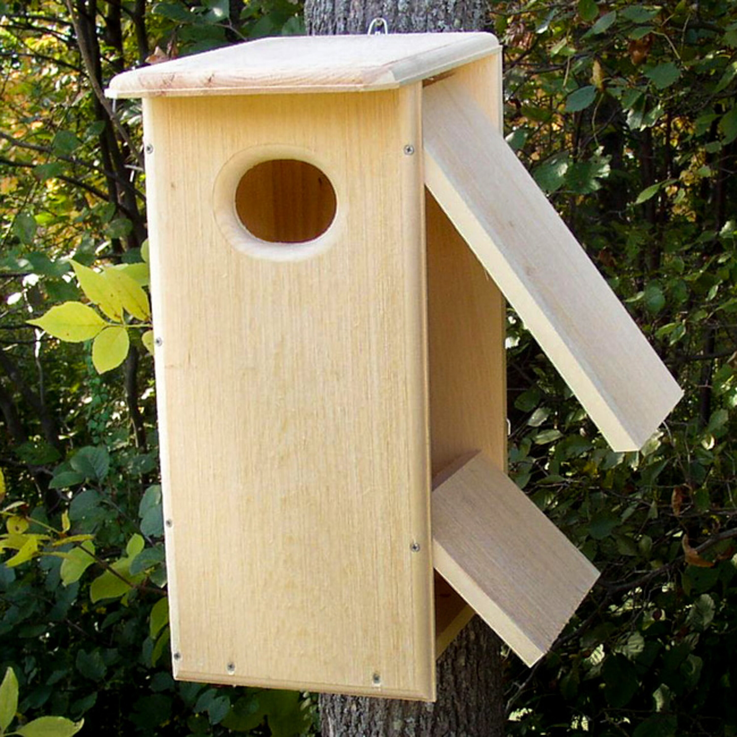 Coveside Conservation COV-10130 24.375-Inches H Natural Wood Chickadees Bird house accessories Predator Proof Bird House