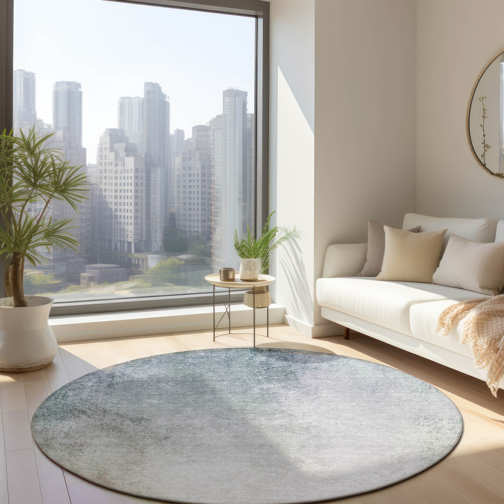 Addison Rugs ACN601BG8RO Chantille ACN601BG 8 x 8 (ft) Polyester Beige Round Indoor/Outdoor Abstract Machine washable Area rug