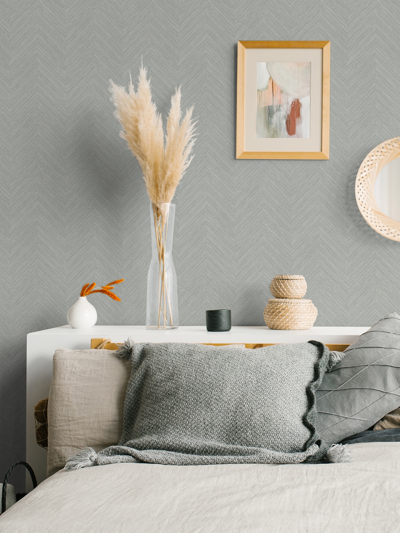 Gray Chevron 3D Self-Adhesive Removable Wallpaper