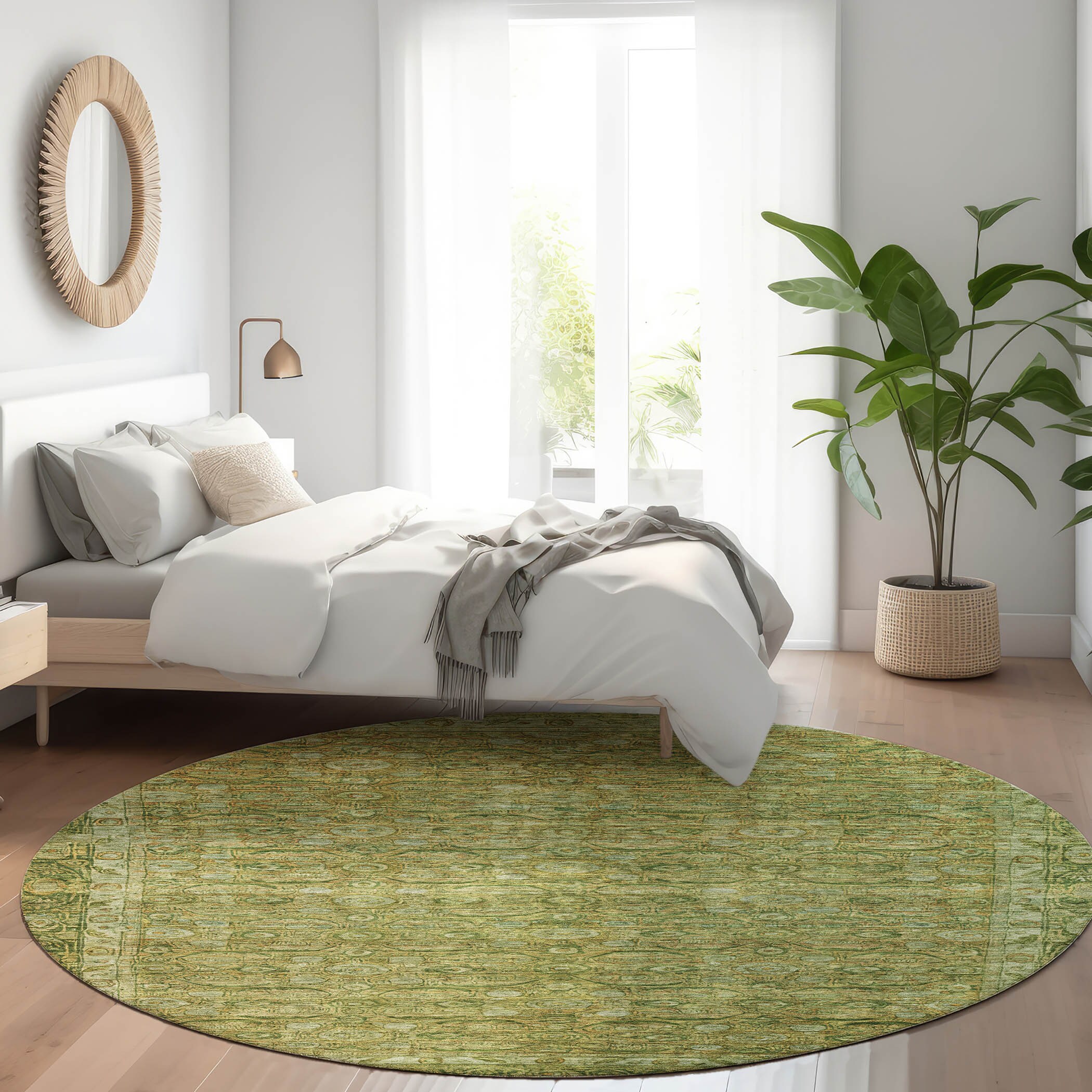 Addison Rugs ACN1762AL8RO Chantille ACN1762AL 8 x 8 (ft) Loomed Polyester Aloe Round Indoor/Outdoor Machine washable Area rug