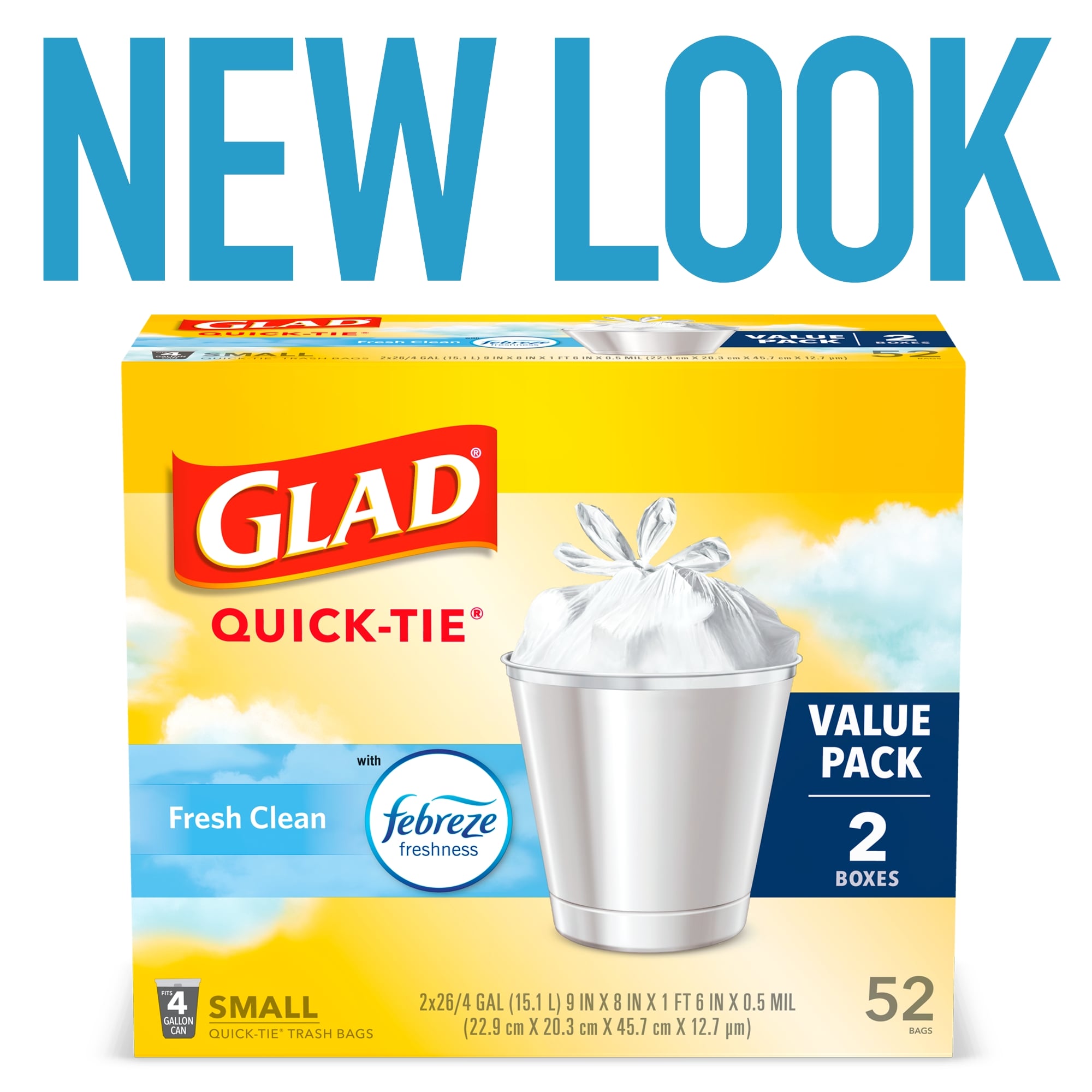 Glad OdorShield 4-Gallons Febreze Fresh Clean White Plastic