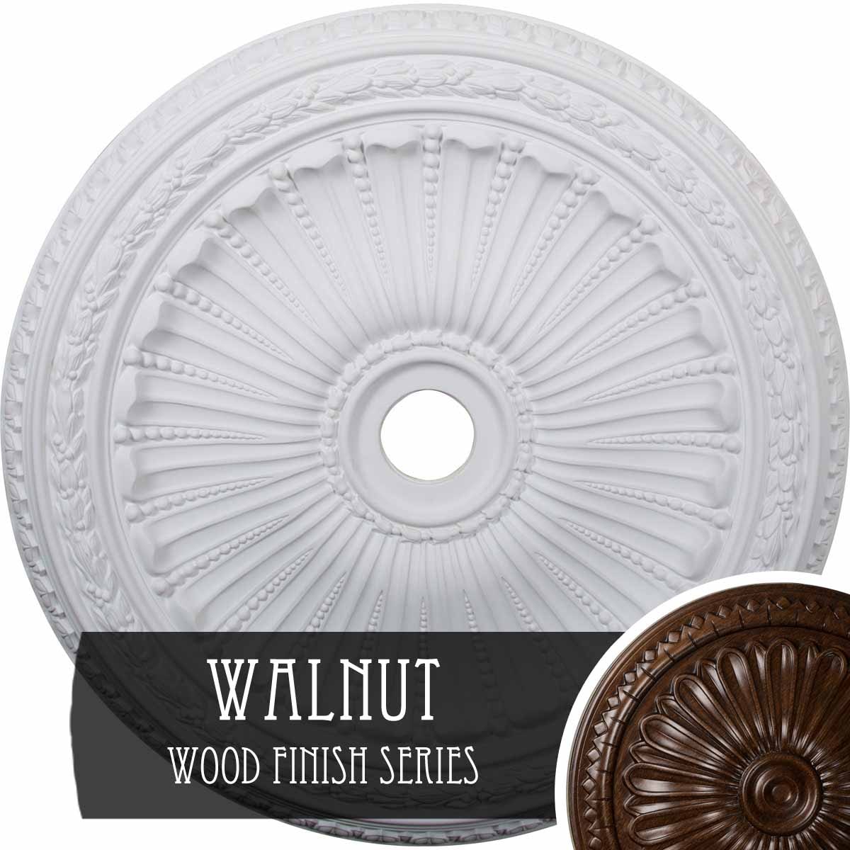 Ekena Millwork CM35VIWAS Viceroy 35.125-in W x 35.125-in L Walnut Polyurethane Ceiling Medallion