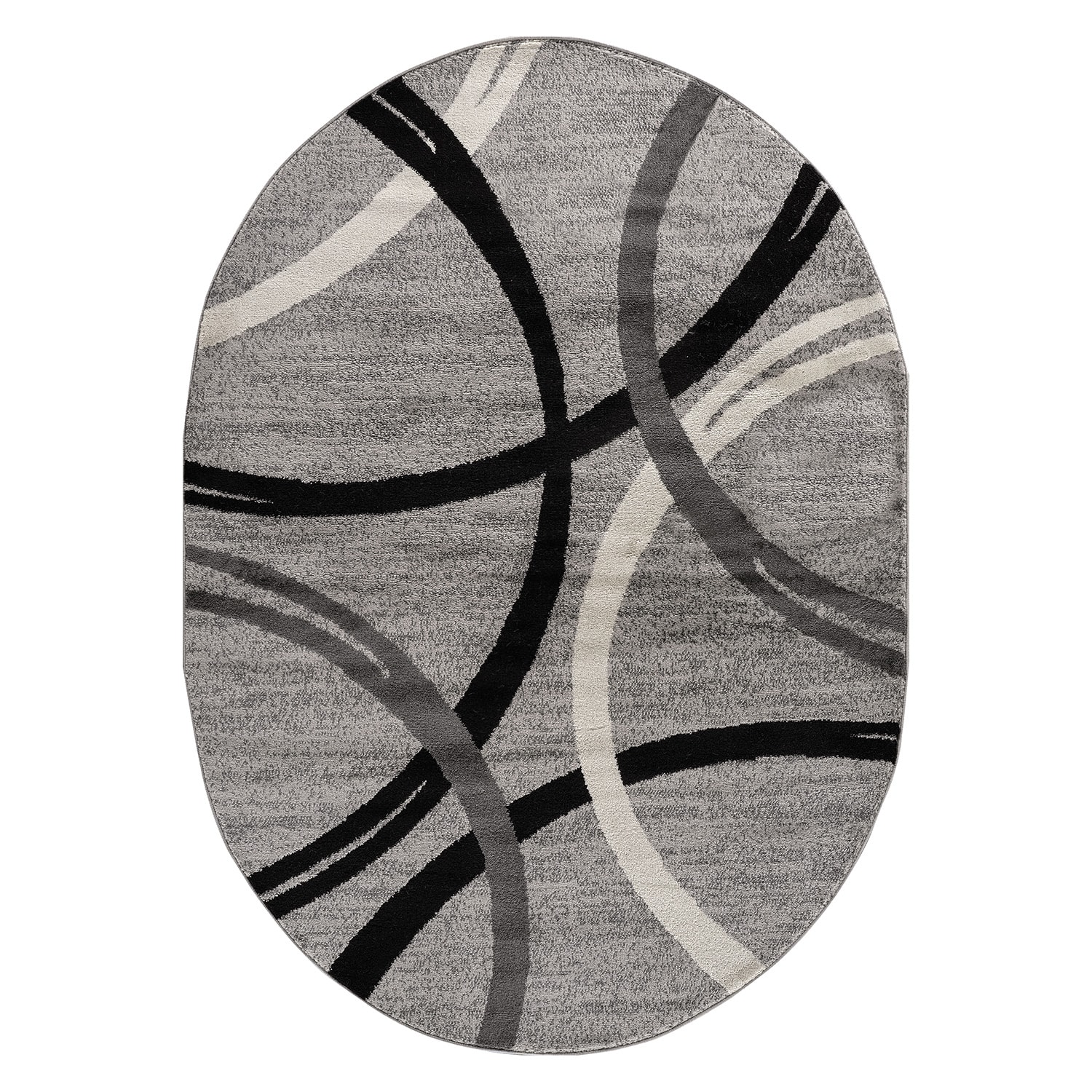 World Rug Gallery 377GRAY5OV 5 x 7 (ft) Loomed Polypropylene Gray Oval Indoor Geometric Global Area rug