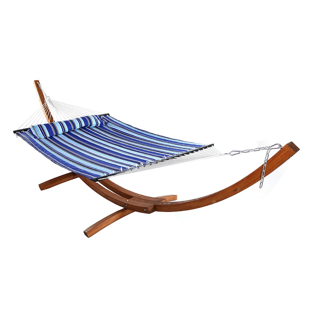 Sunnydaze Decor QFHCB-13WHS-COMBO Catalina Beach Quilted Hammock with Stand
