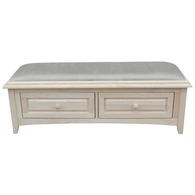 International Concepts Casual Natural, Unfinished Storage Bench With Drawers