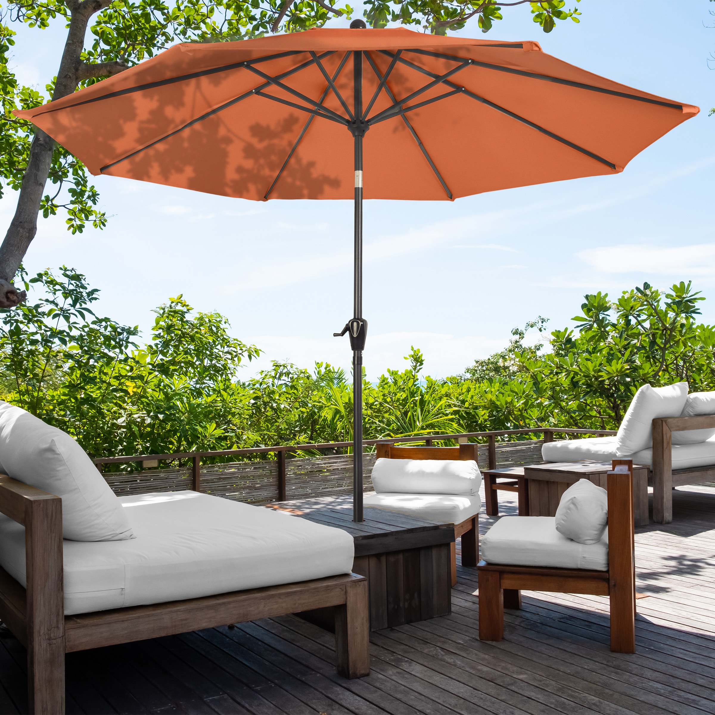 Nature Spring 920160WQC 10-ft Aluminum Orange Crank Garden Patio Umbrella