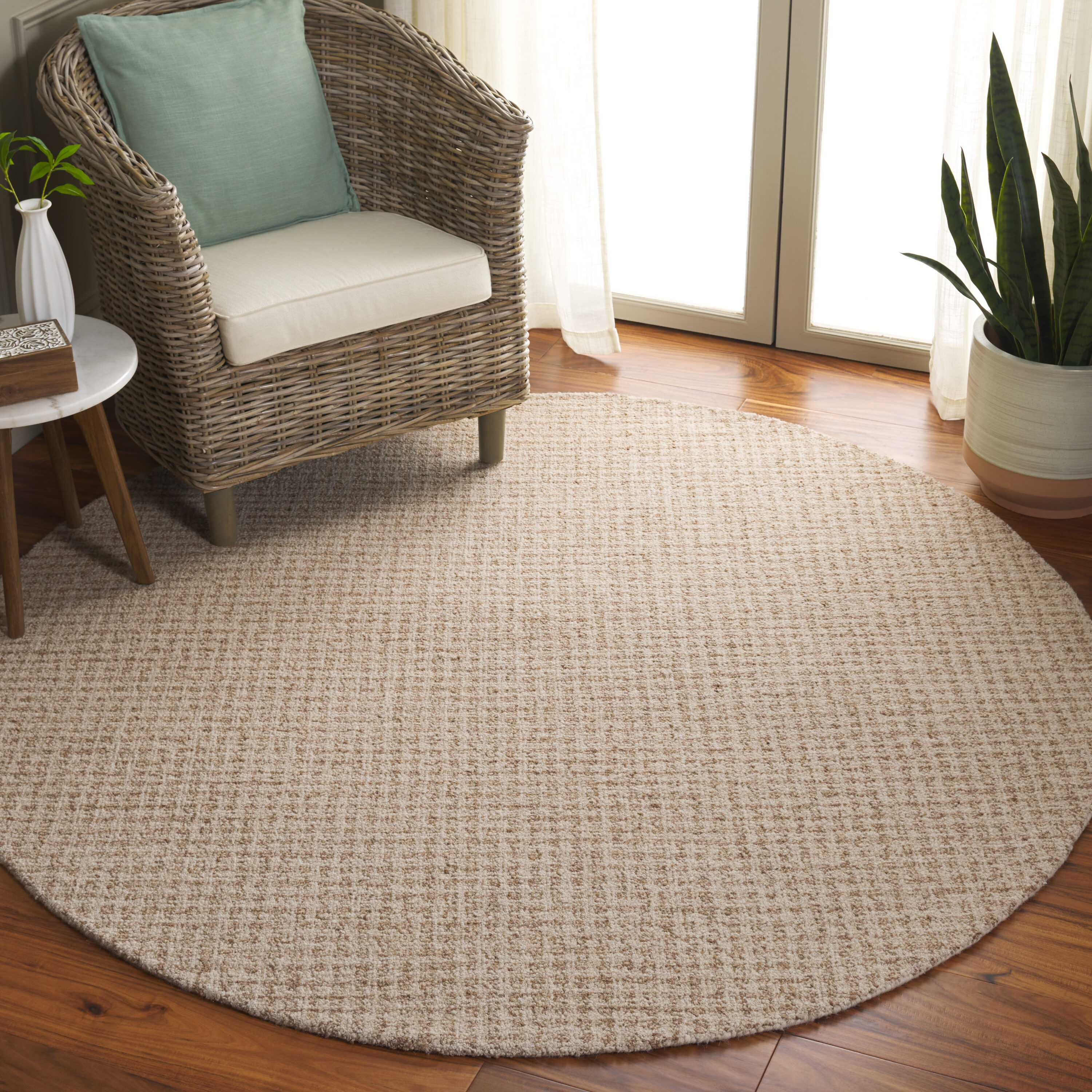  Ebony 609 Beige/Gold Contemporary 6ft x 6ft Round Rug