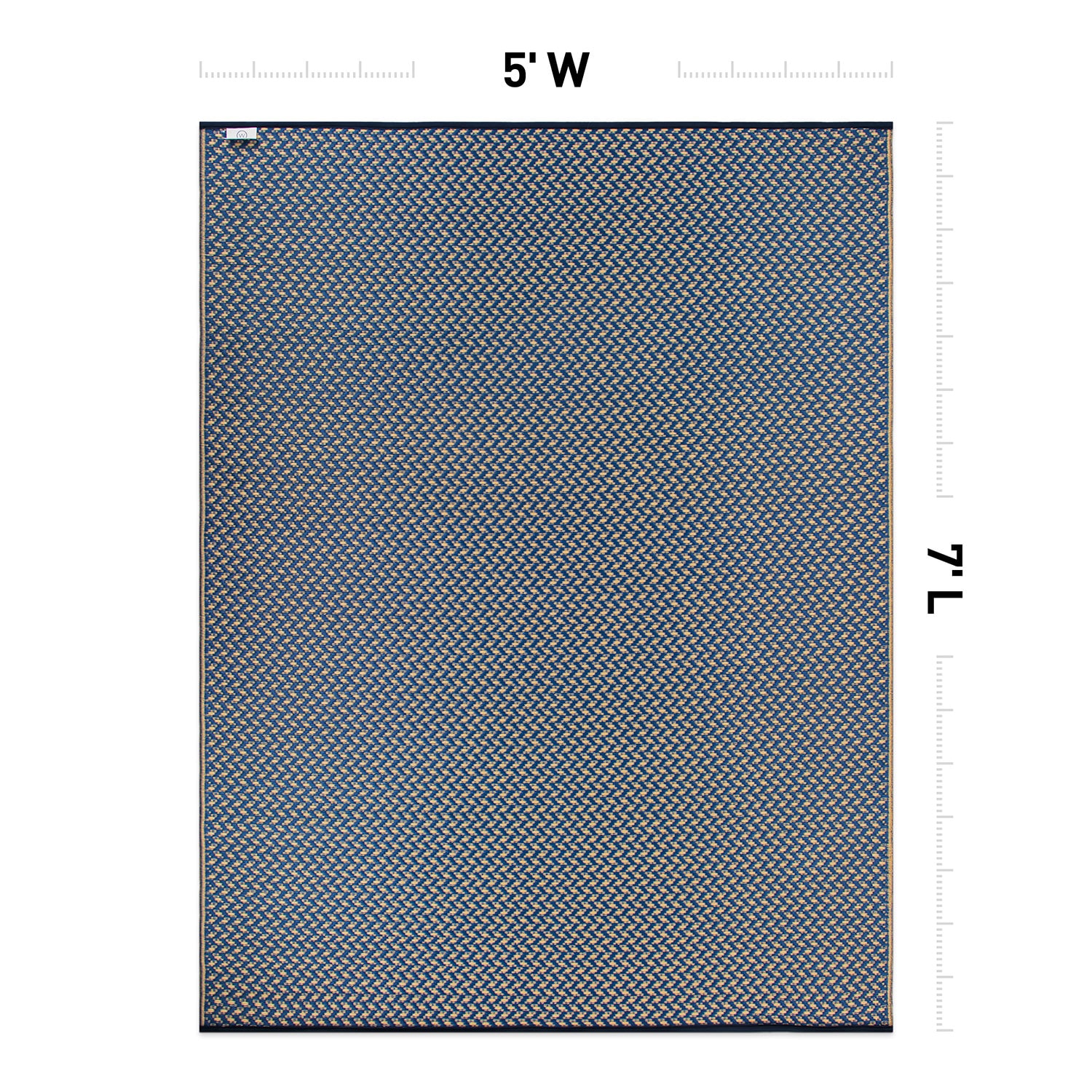 Navy 5' x 7' Reversible Synthetic Flat Woven Rug