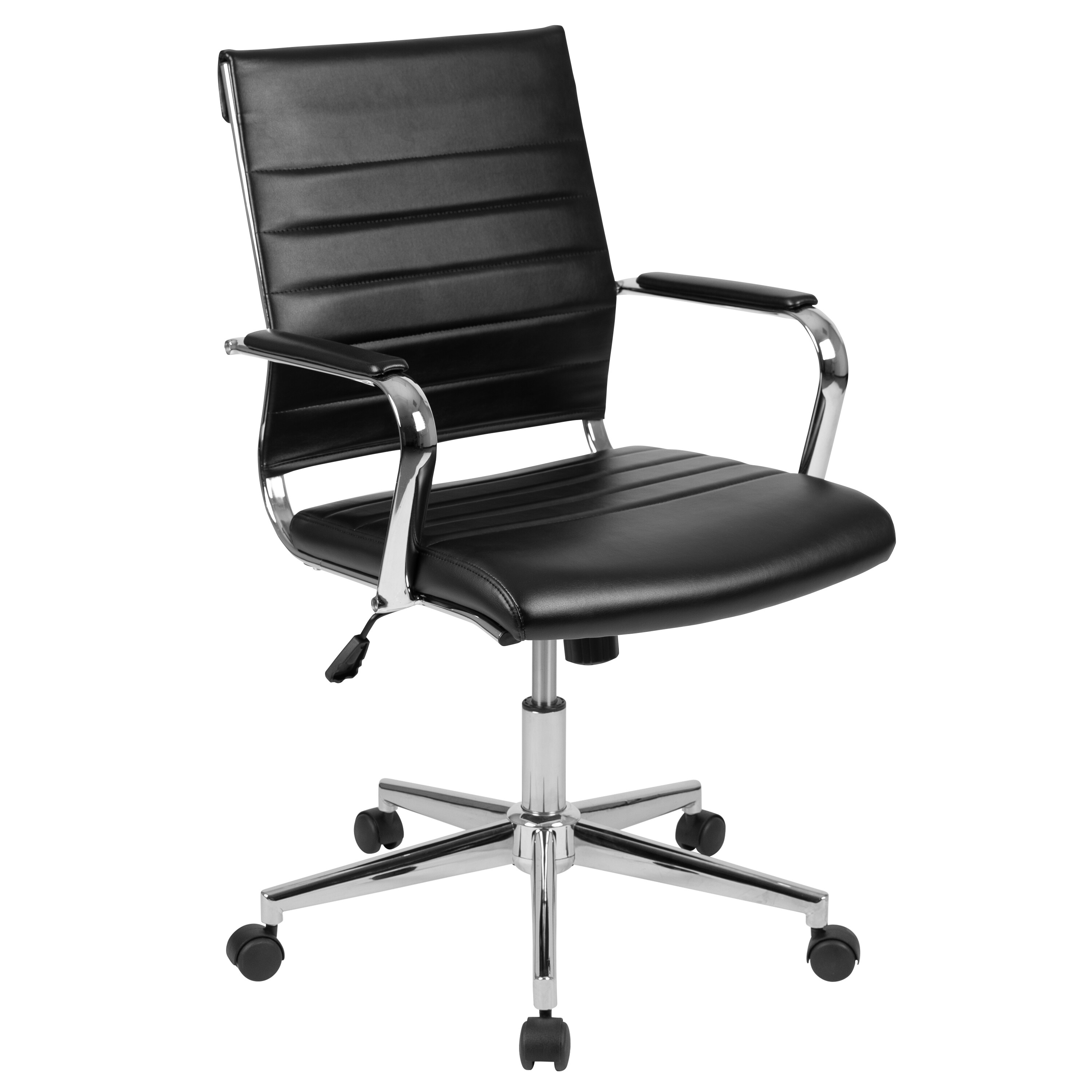 Flash Furniture 889142531098 Hansel Black Contemporary Adjustable Height Swivel Faux Leather Executive Chair