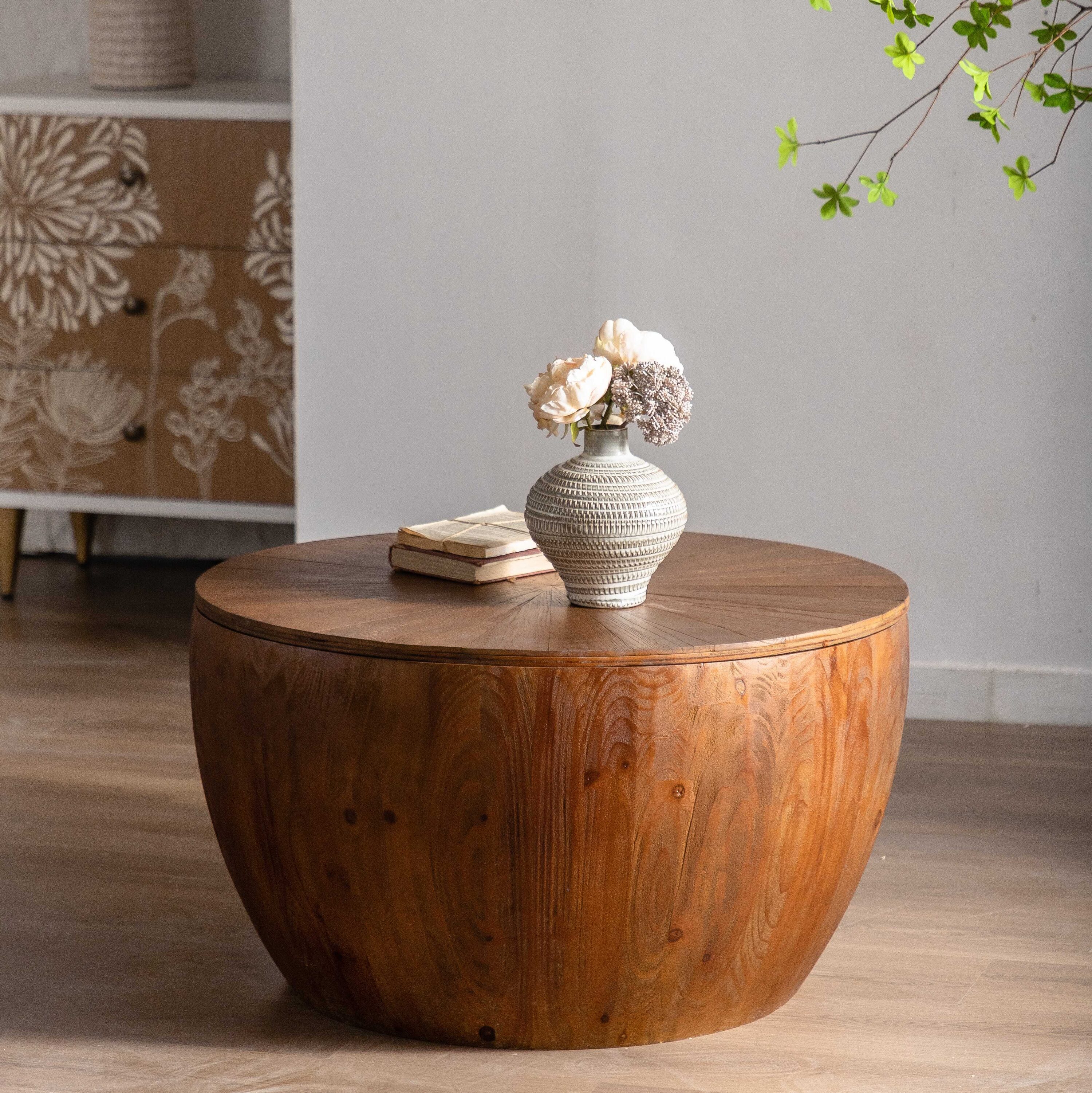 Vynxaria LSYY0001-DJKFZ-00004 Barrel Shaped Made of fir wood and MDF Combines rustic charm with modern functionality Offers hidden storage for a clutter free space