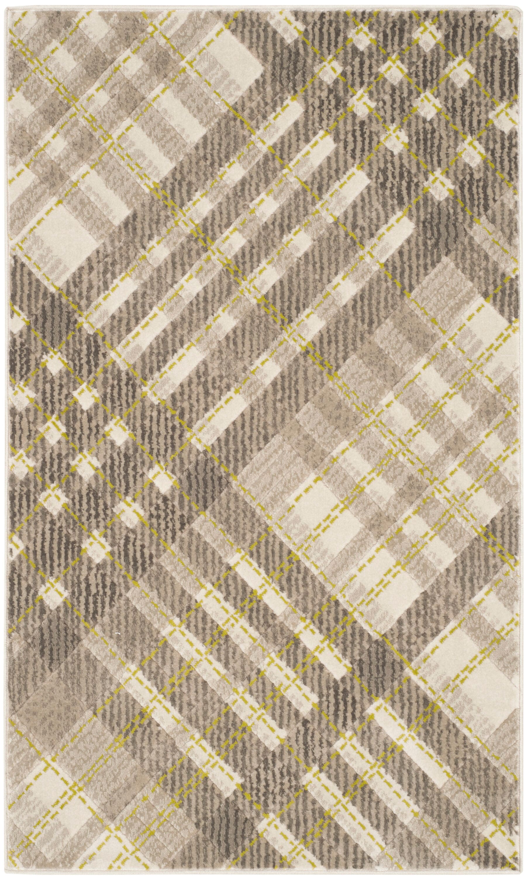Gray Floral Synthetic Easy Care Rectangular Area Rug